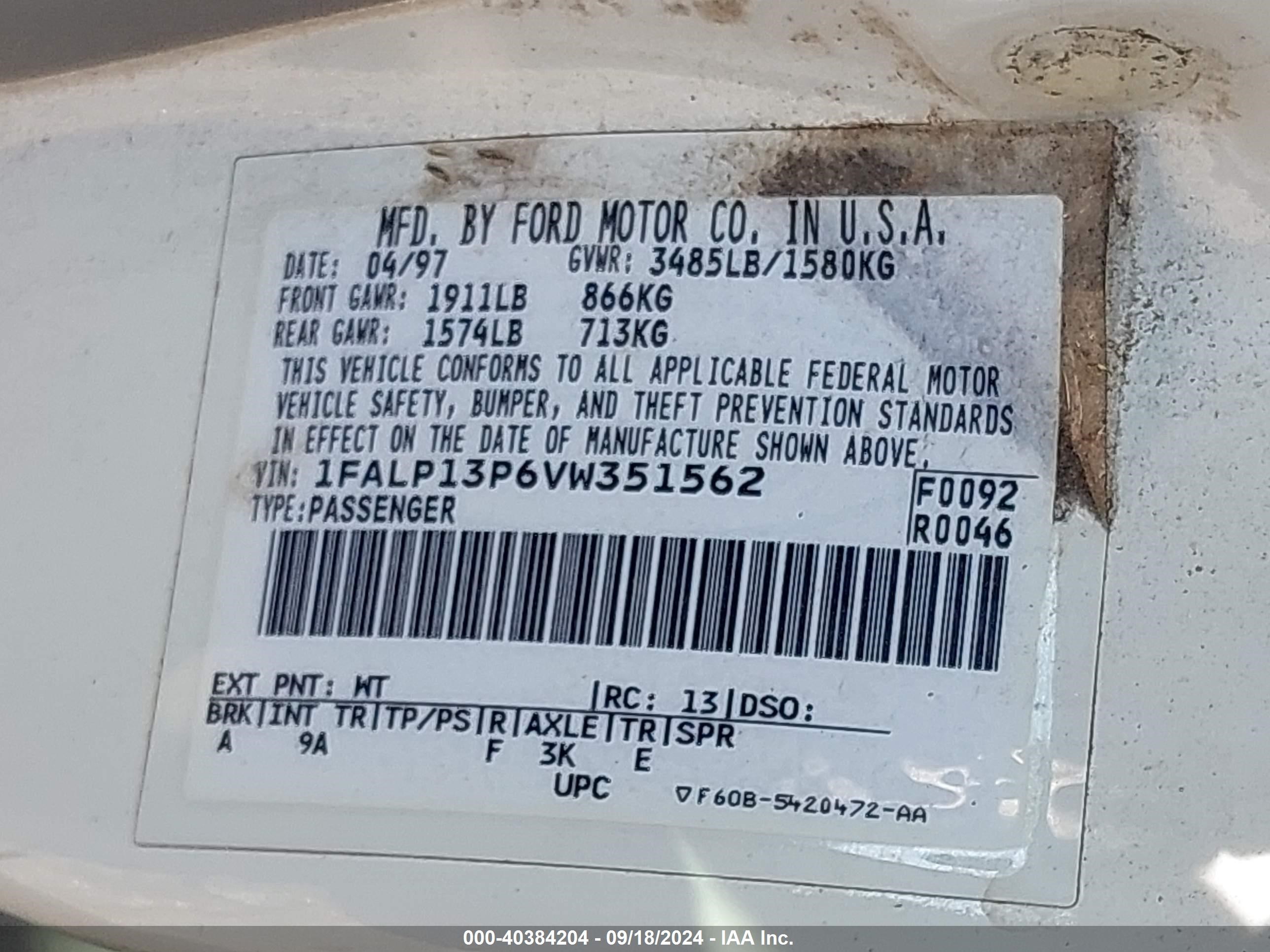 1997 Ford Escort Lx Gray vin: 1FALP13P6VW351562
