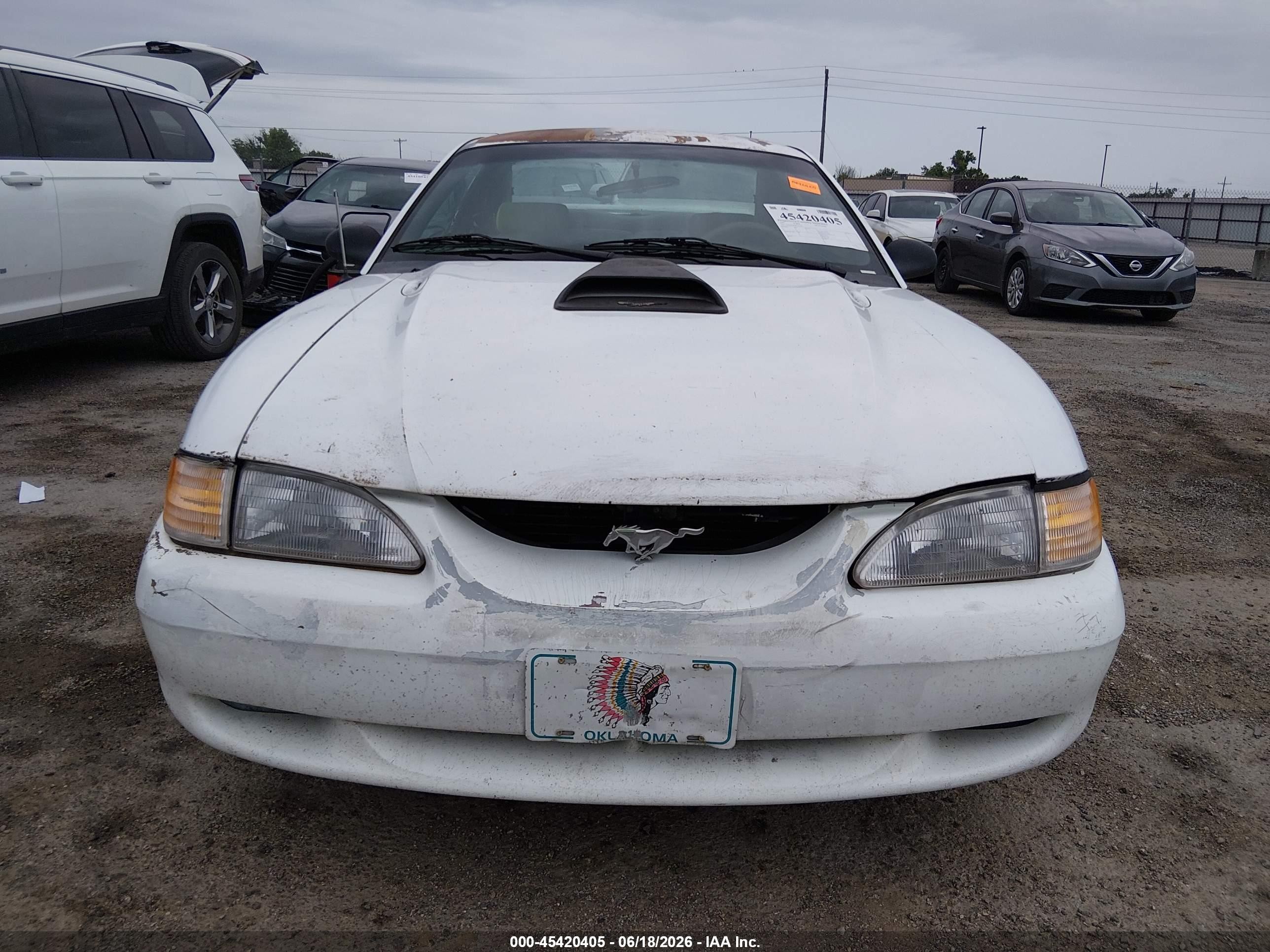 1995 Ford Mustang   White vin: 1FALP4049SF102566
