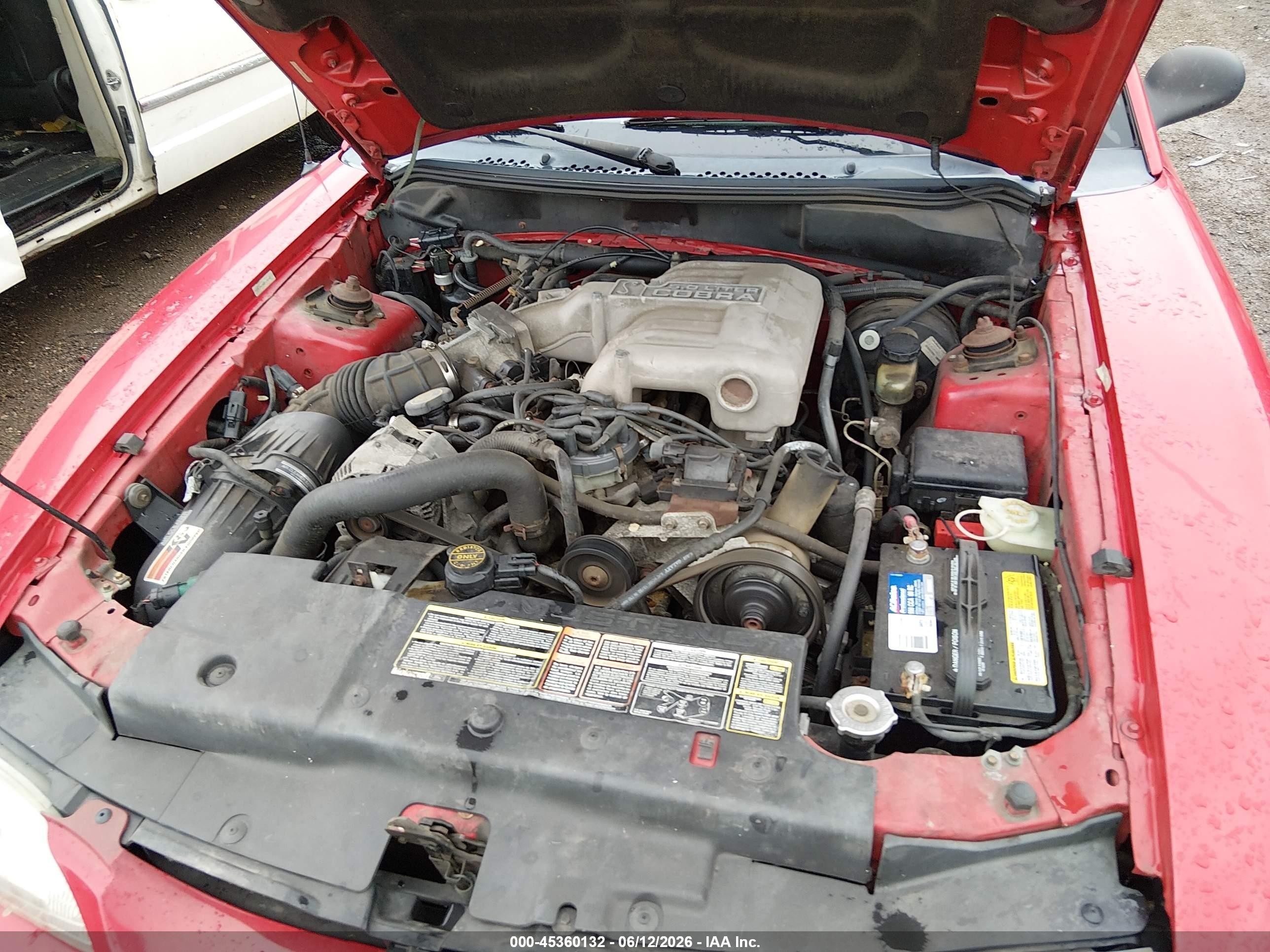 1995 Ford Mustang Cobra Svt Red vin: 1FALP42D4SF194697