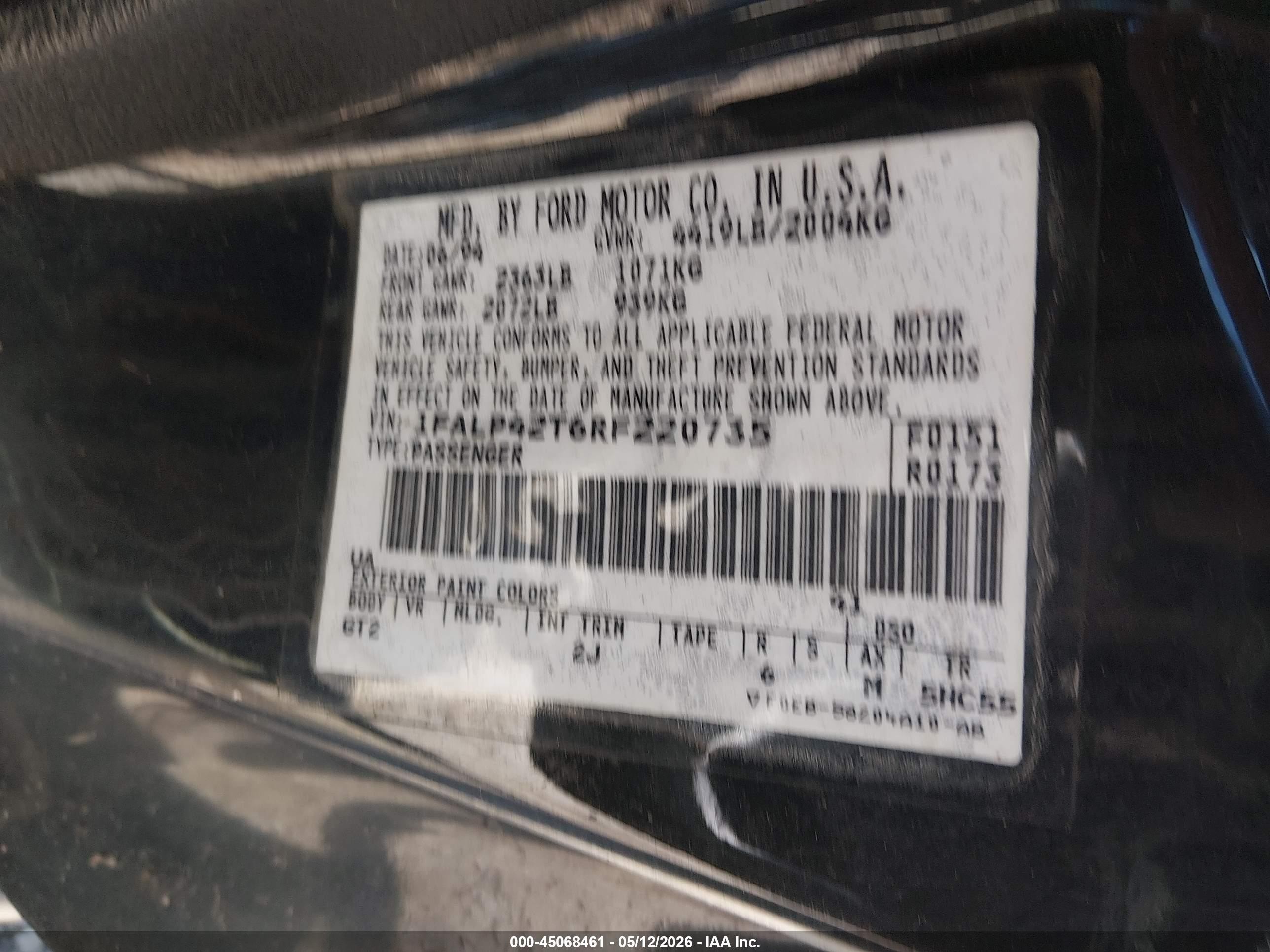 1994 Ford Mustang Gt Черный vin: 1FALP42T6RF220735