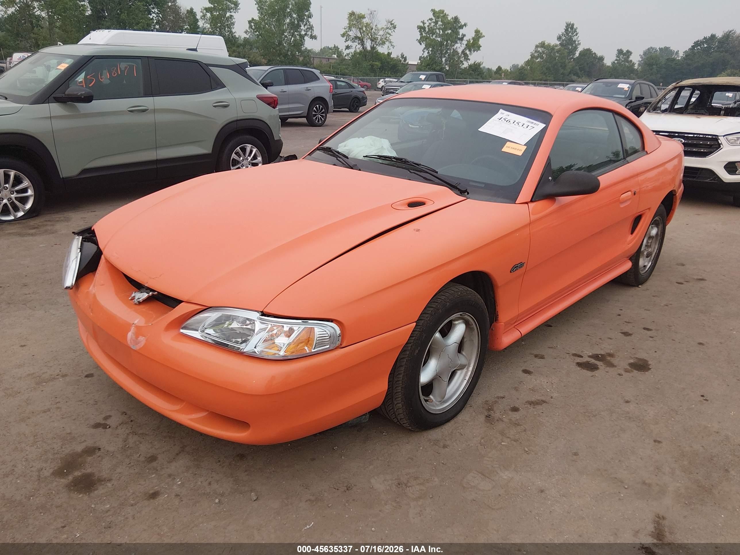 1996 Ford Mustang Gt Orange vin: 1FALP42X3TF101552