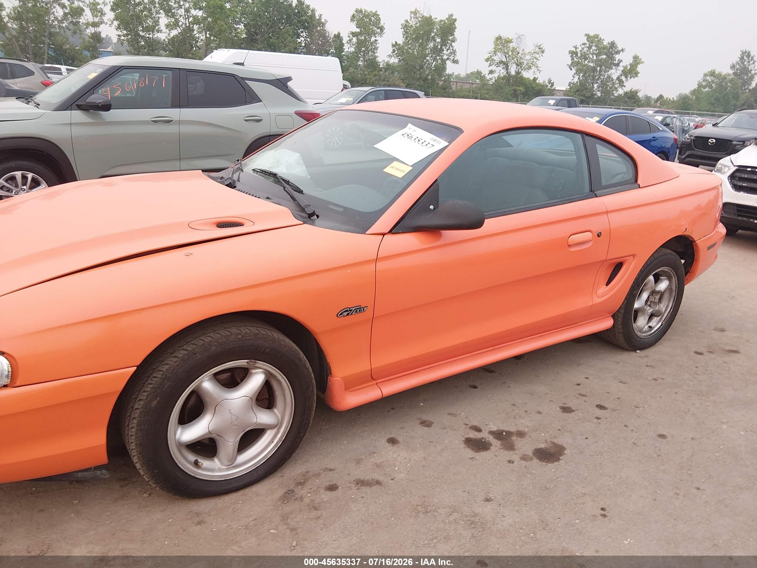 1996 Ford Mustang Gt Orange vin: 1FALP42X3TF101552