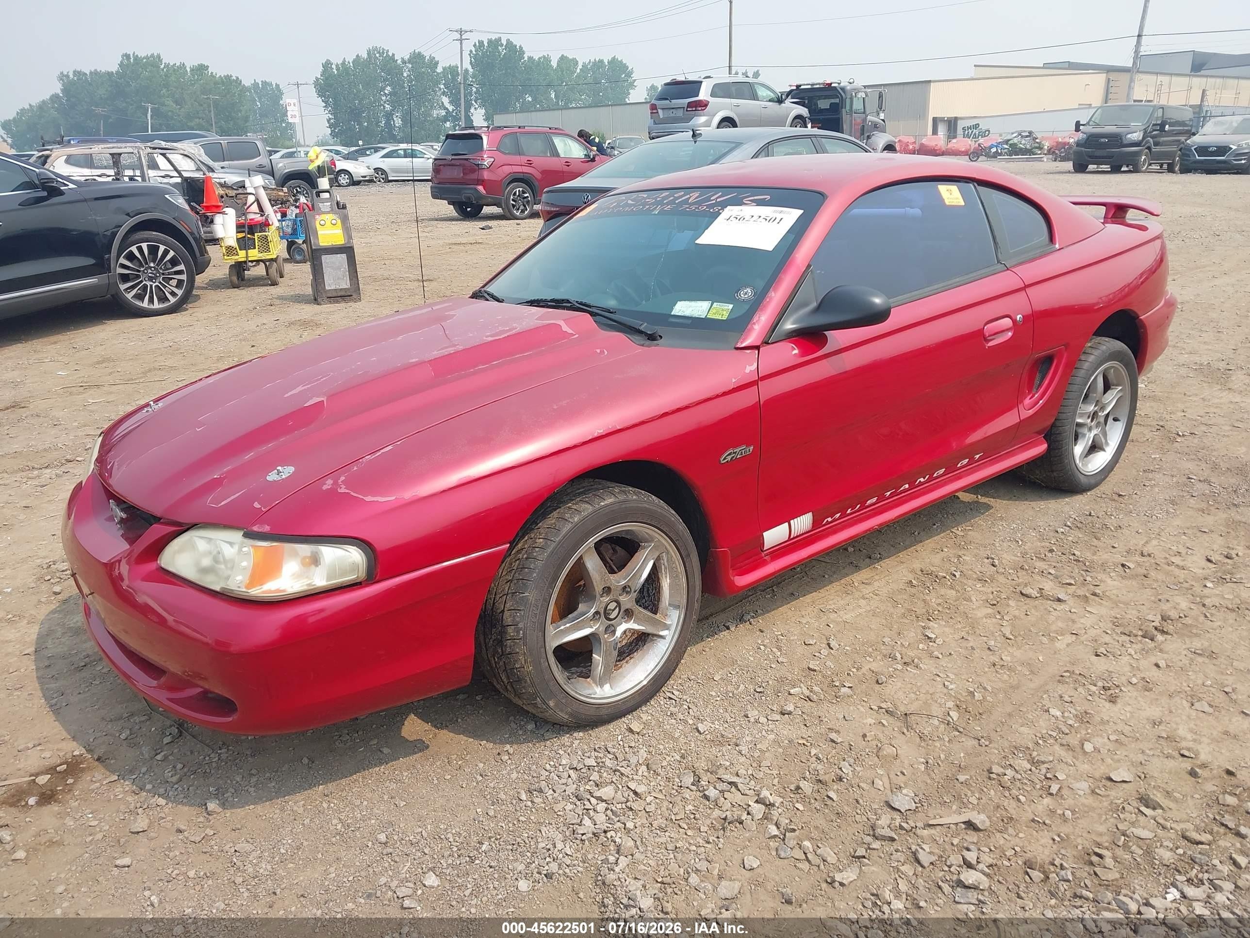 1996 Ford Mustang Gt Red vin: 1FALP42X5TF192727