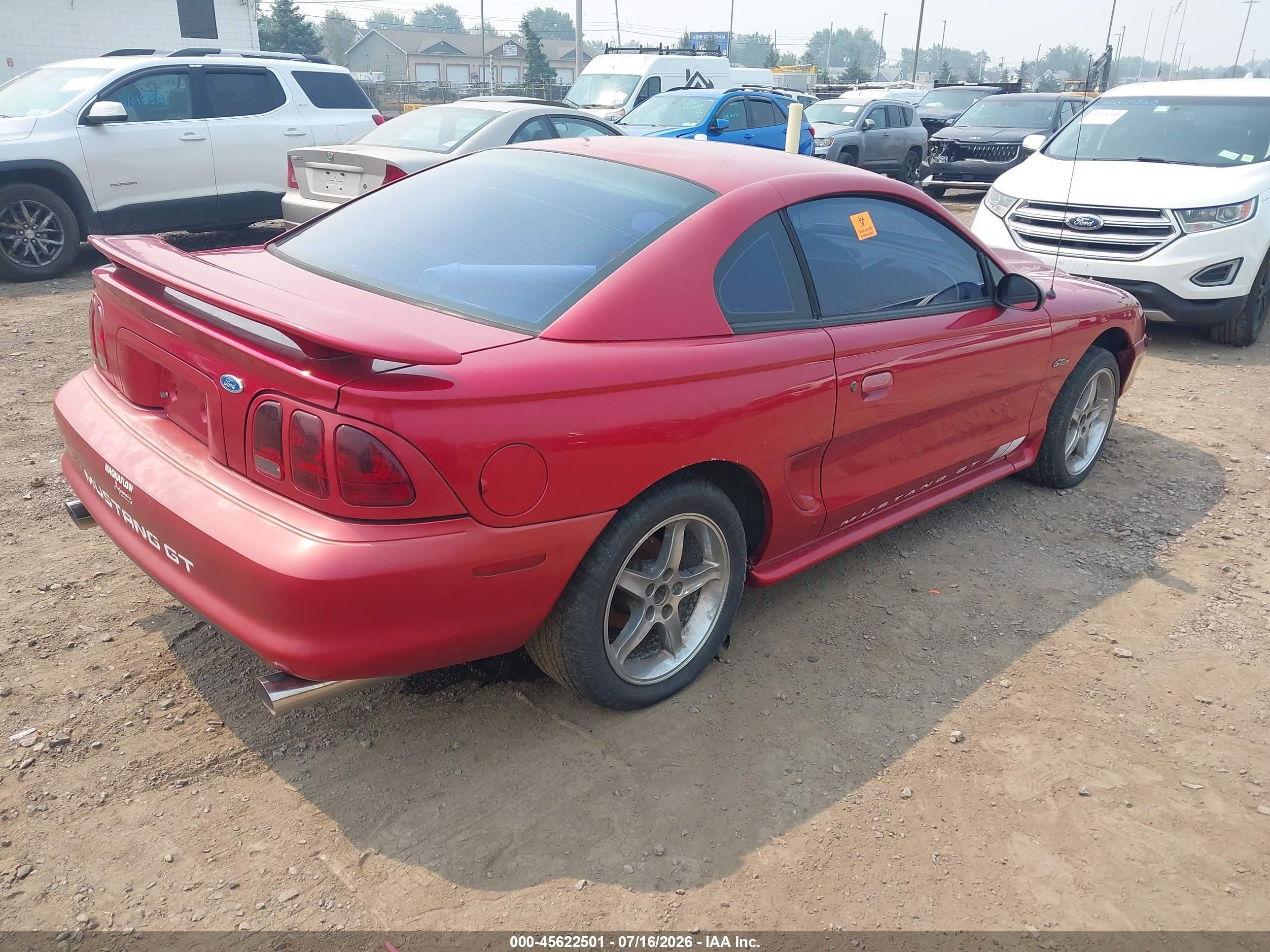 1996 Ford Mustang Gt Red vin: 1FALP42X5TF192727