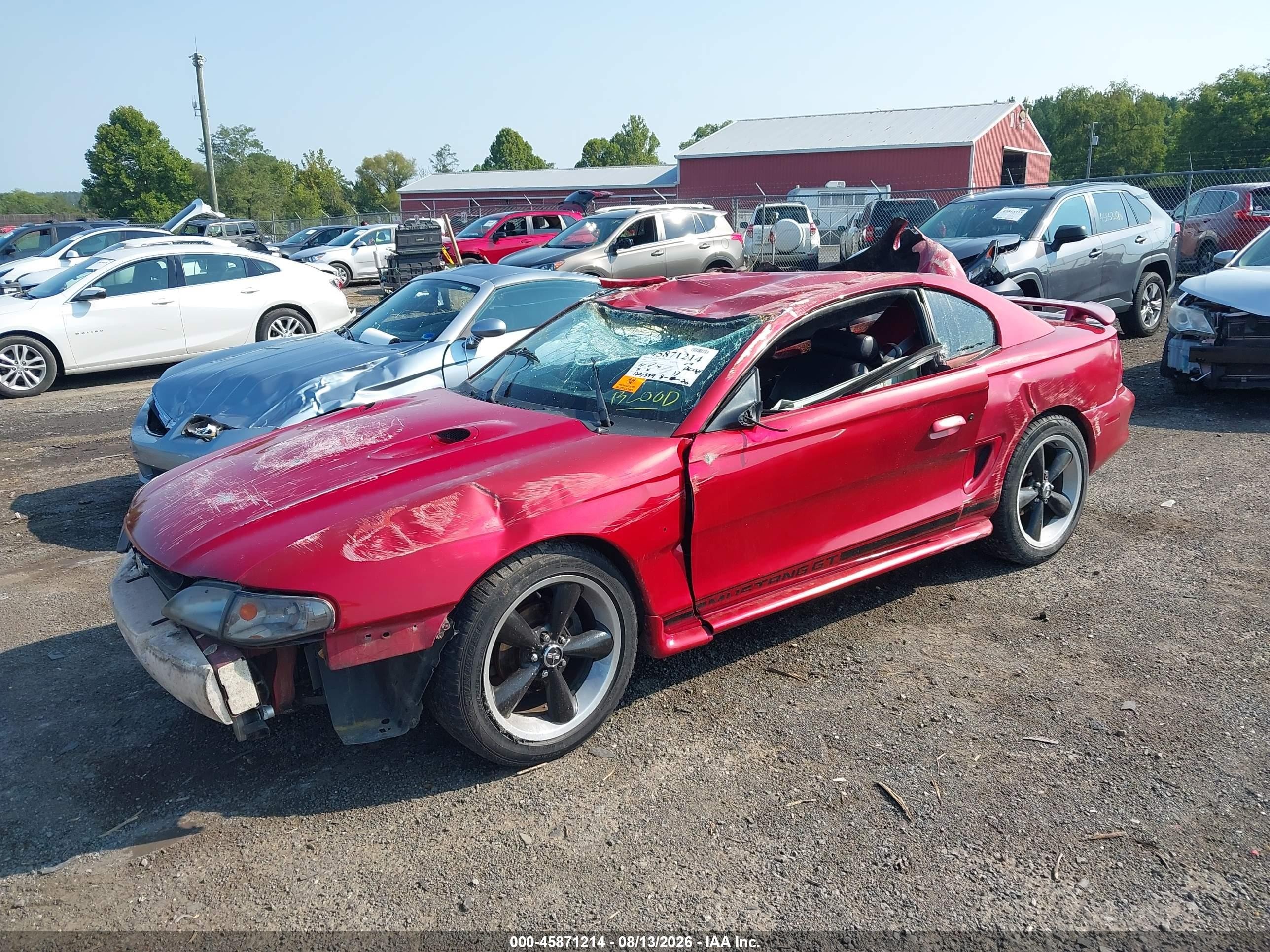 1996 Ford Mustang Gt Red vin: 1FALP42XXTF204841