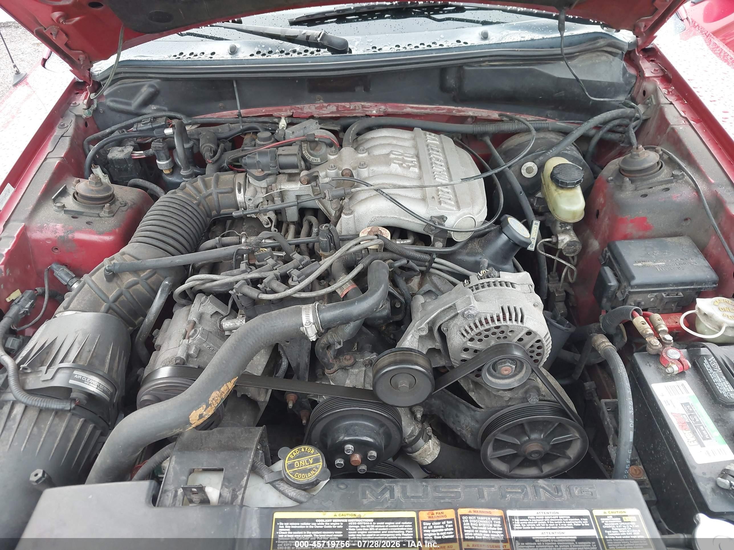 1995 Ford Mustang   Red vin: 1FALP444XSF240062