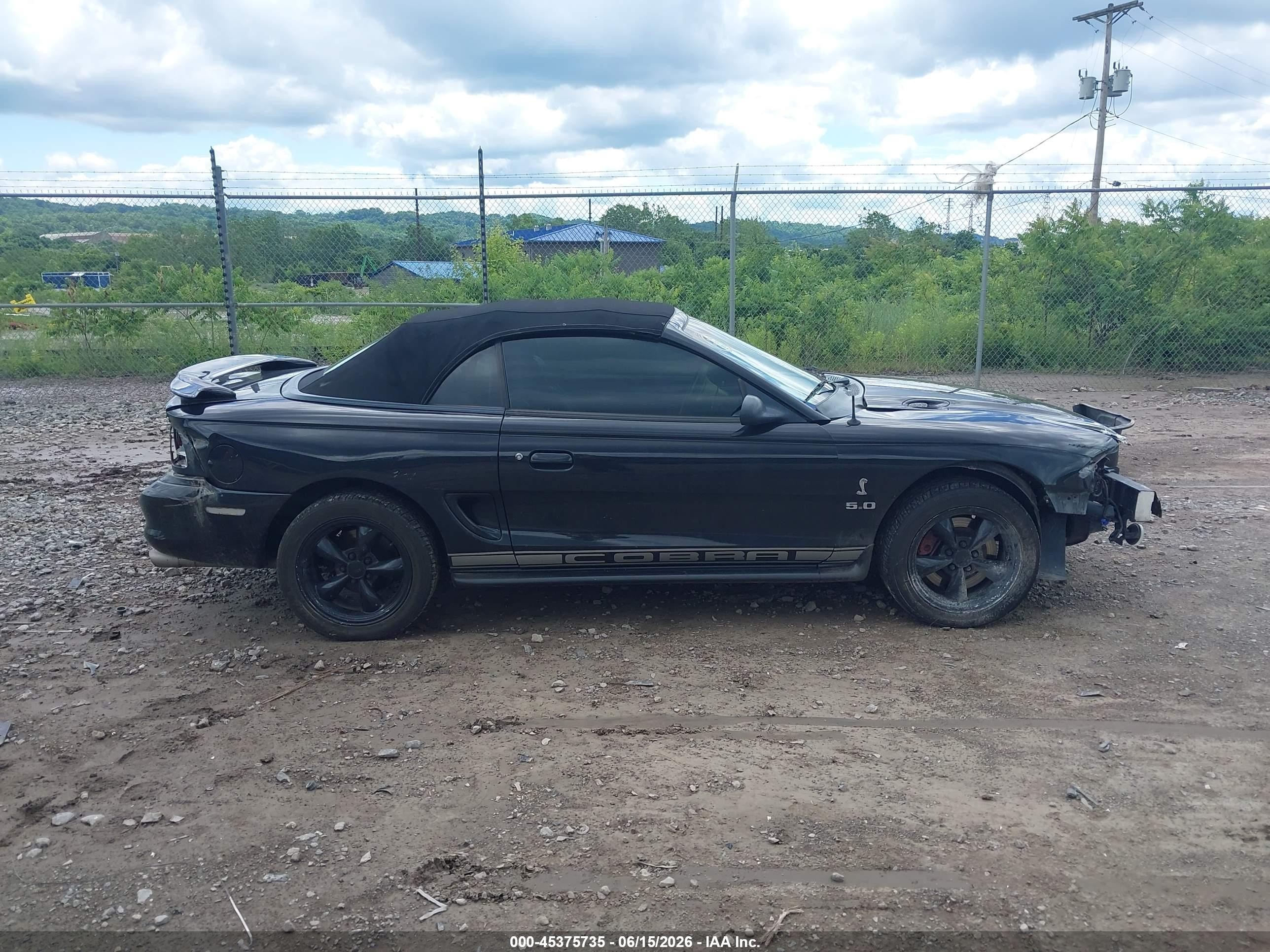 1995 Ford Mustang Cobra Svt Black vin: 1FALP45D0SF216383
