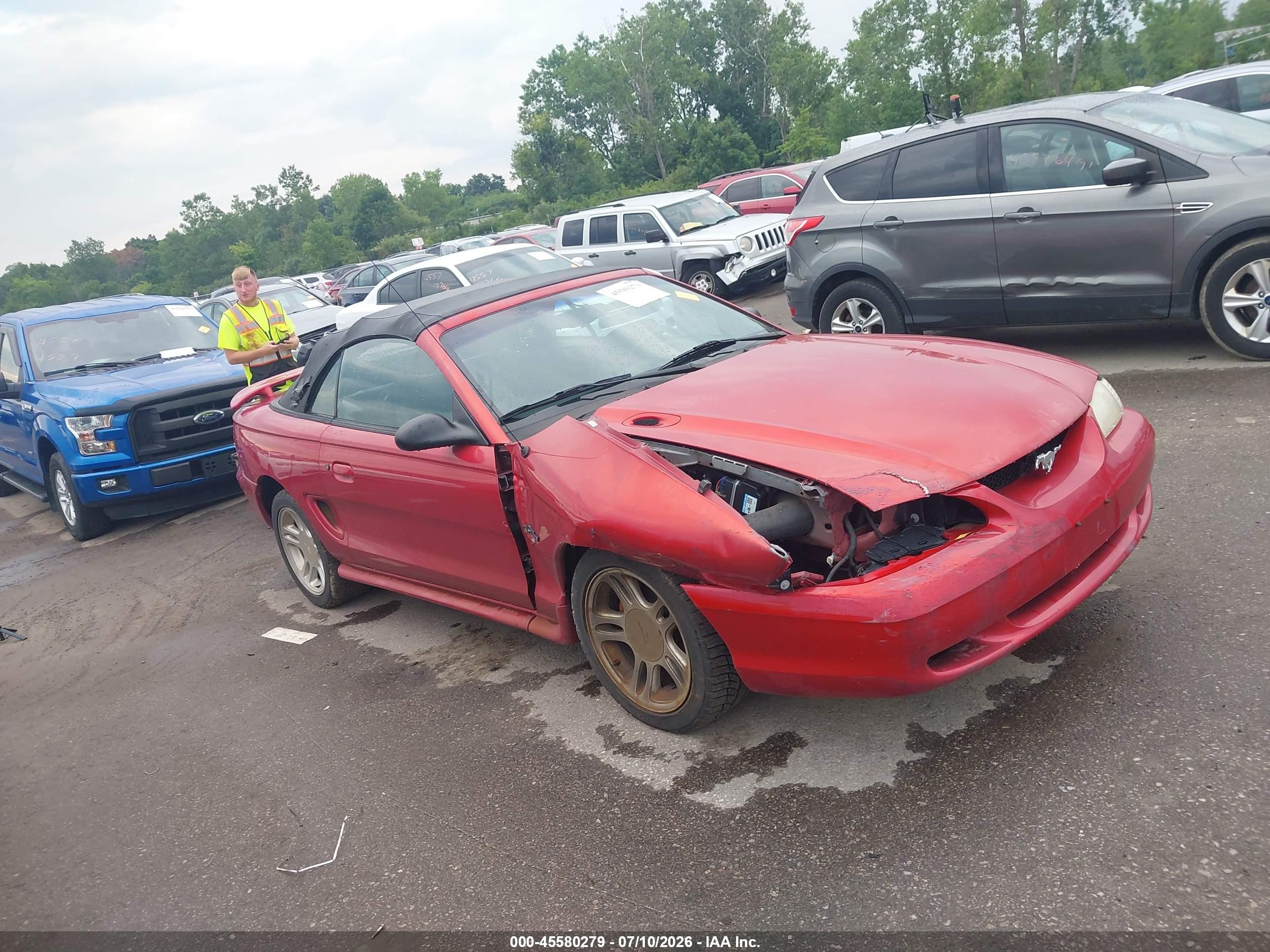1996 Ford Mustang Gt Красный vin: 1FALP45X0TF221448