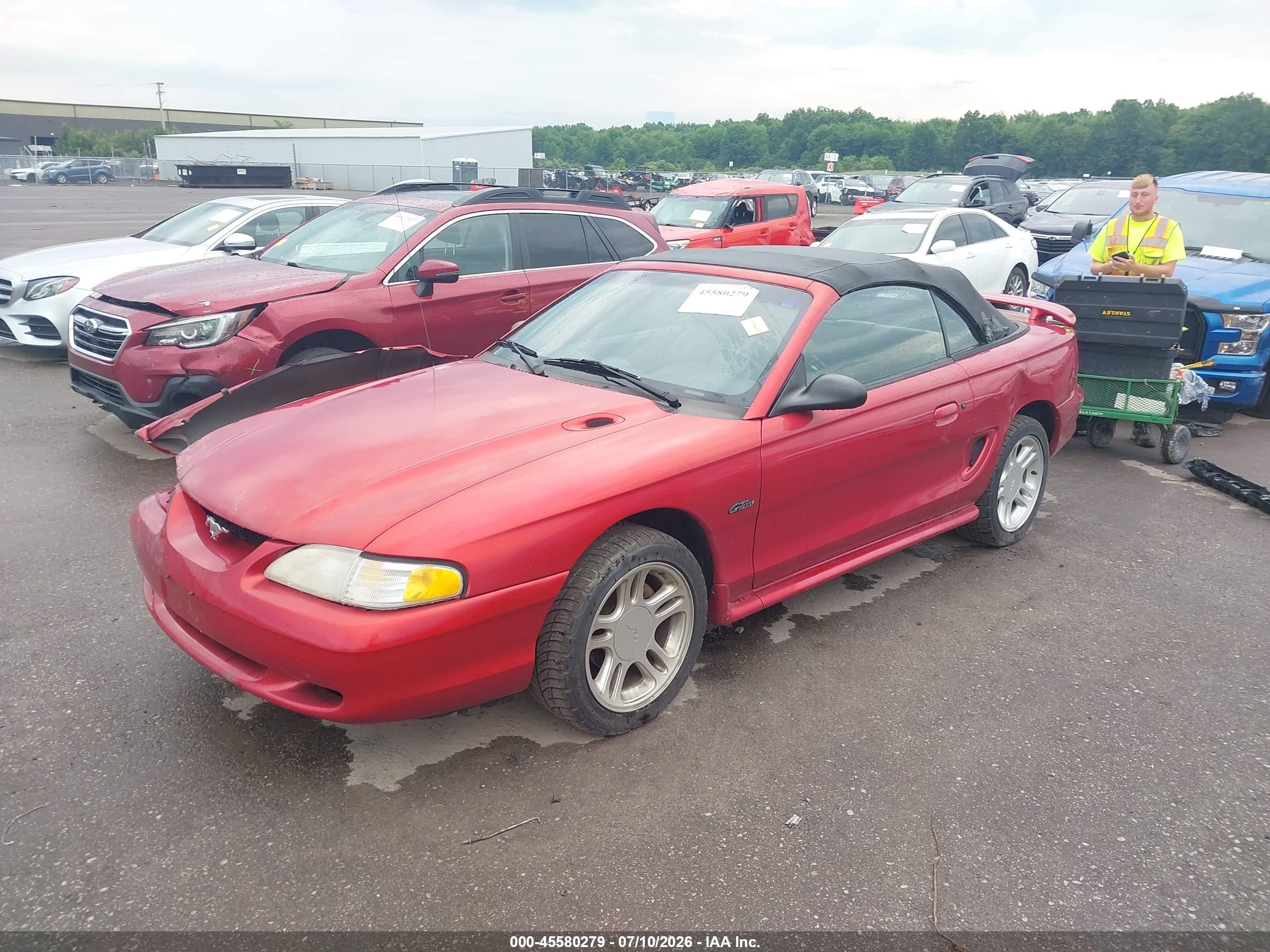 1996 Ford Mustang Gt Red vin: 1FALP45X0TF221448