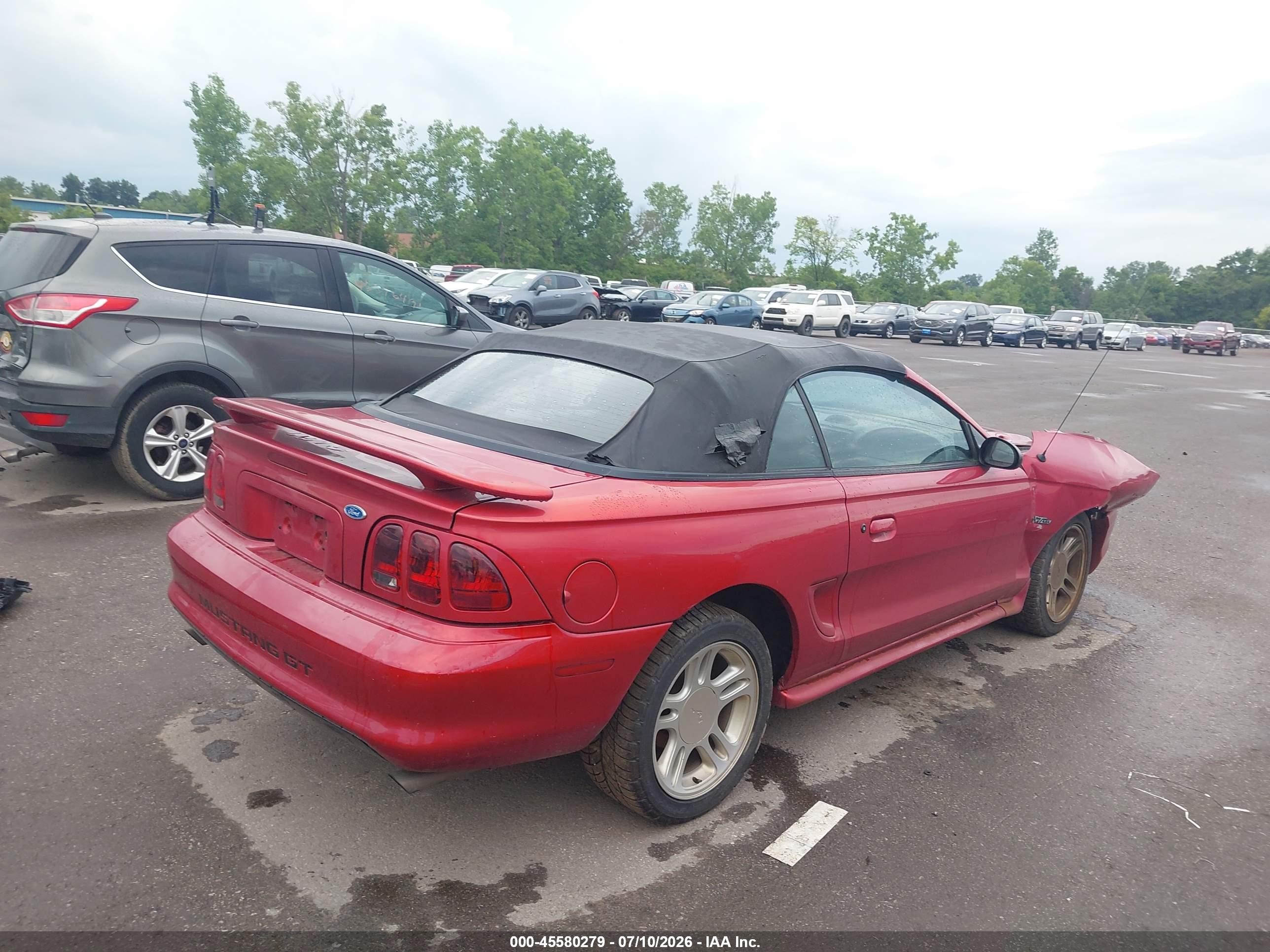 1996 Ford Mustang Gt Red vin: 1FALP45X0TF221448