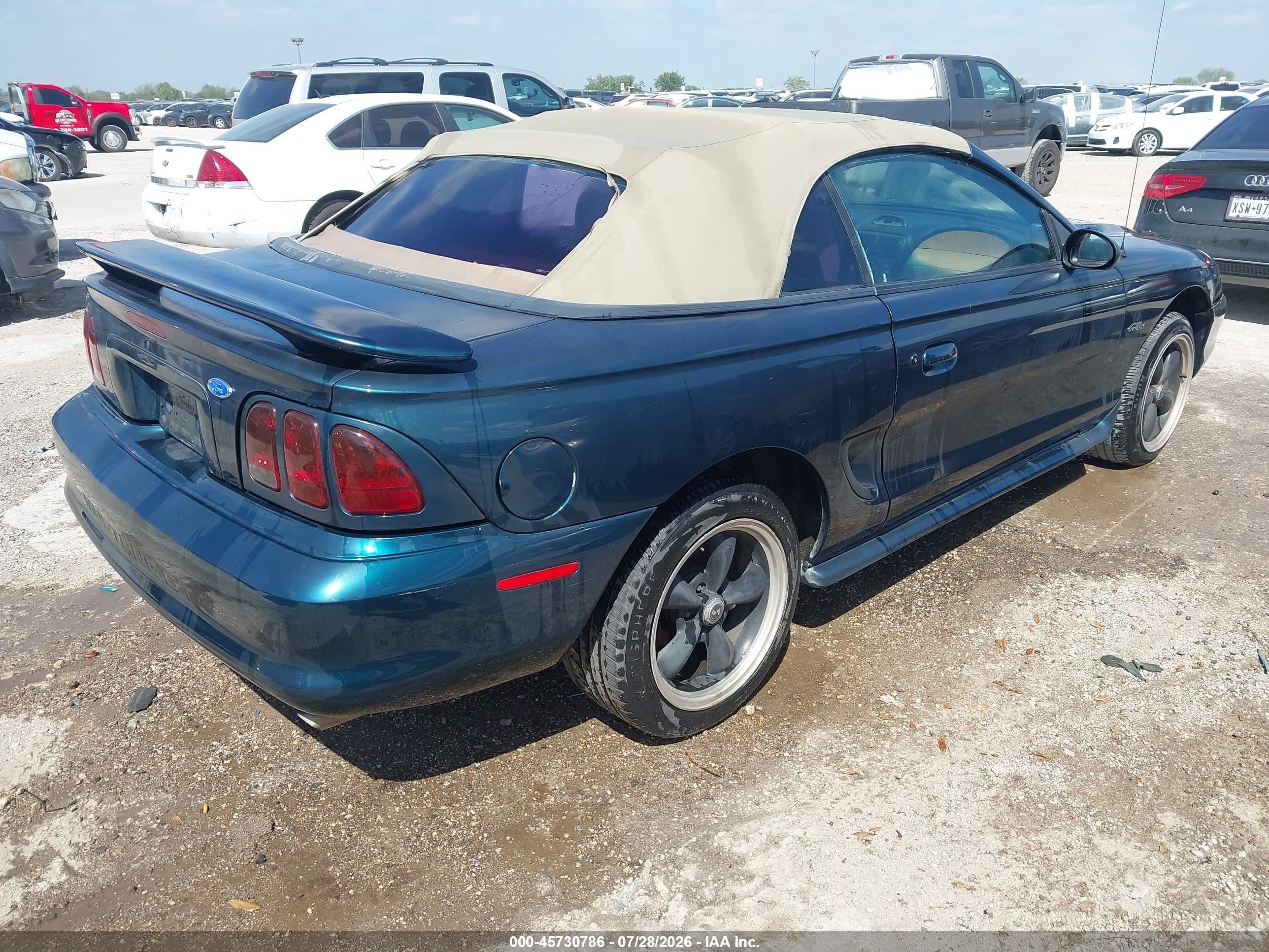 1997 Ford Mustang Gt Green vin: 1FALP45X3VF186696