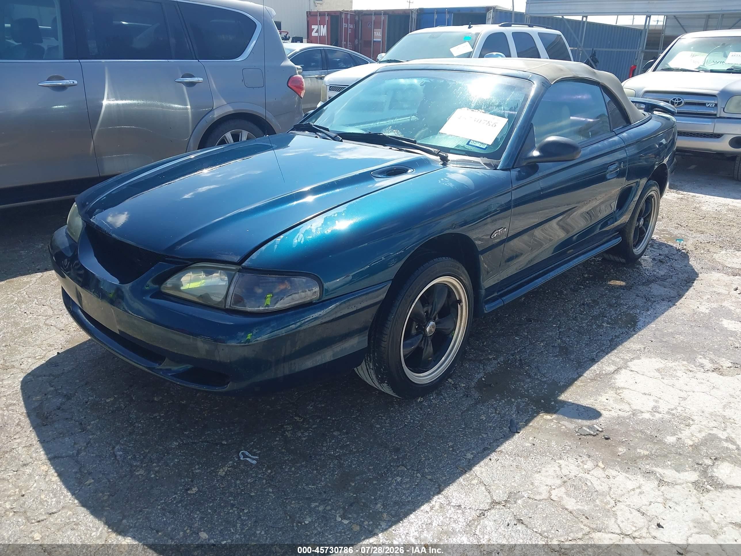 1997 Ford Mustang Gt Green vin: 1FALP45X3VF186696