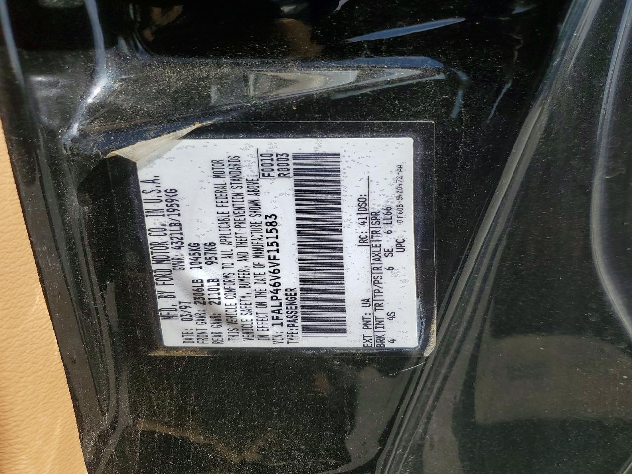 1997 Ford Mustang Cobra Черный vin: 1FALP46V6VF151583