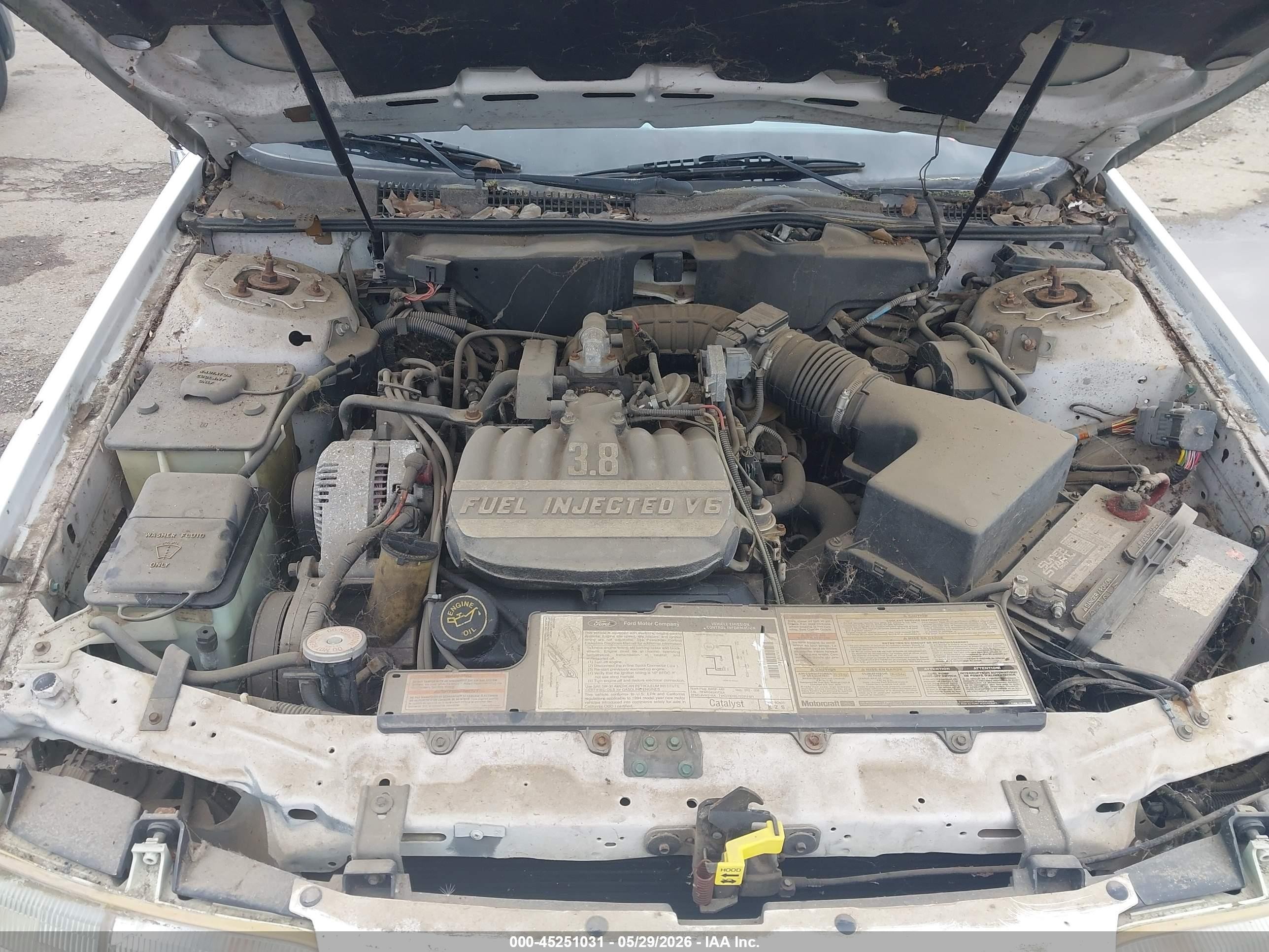 1994 Ford Taurus Gl White vin: 1FALP5240RG278400