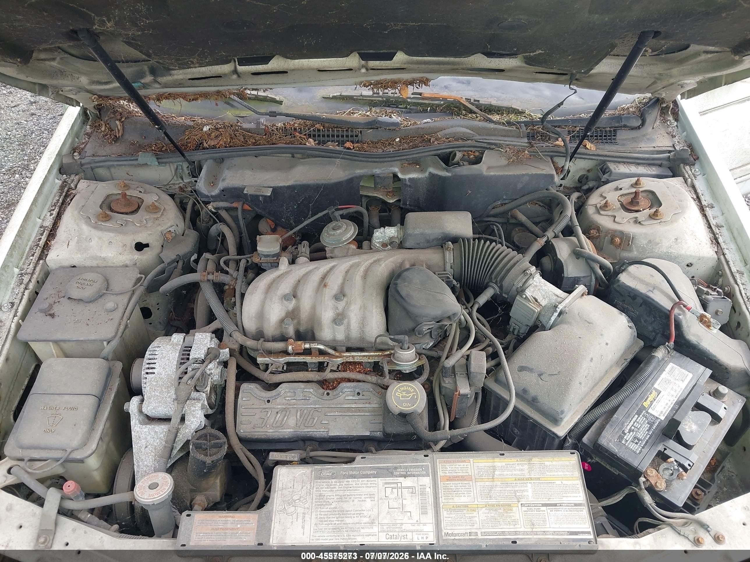 1995 Ford Taurus Gl/se White vin: 1FALP52U2SA267004