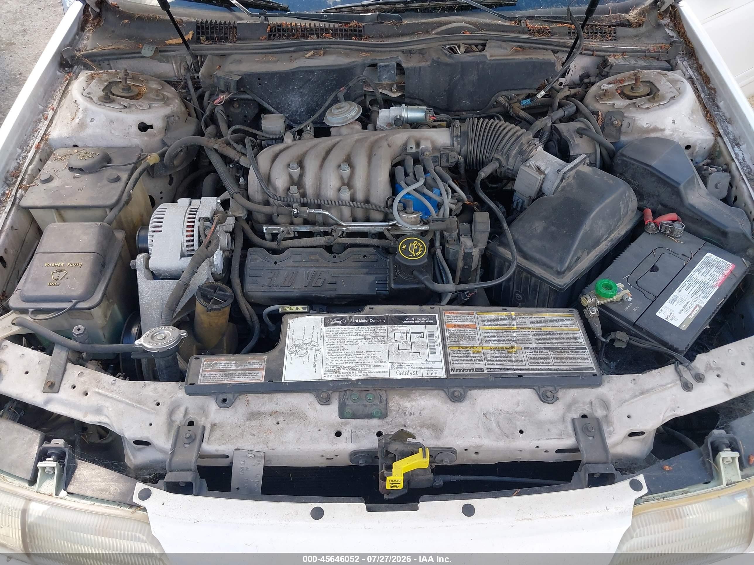 1995 Ford Taurus Gl White vin: 1FALP57U3SG129820