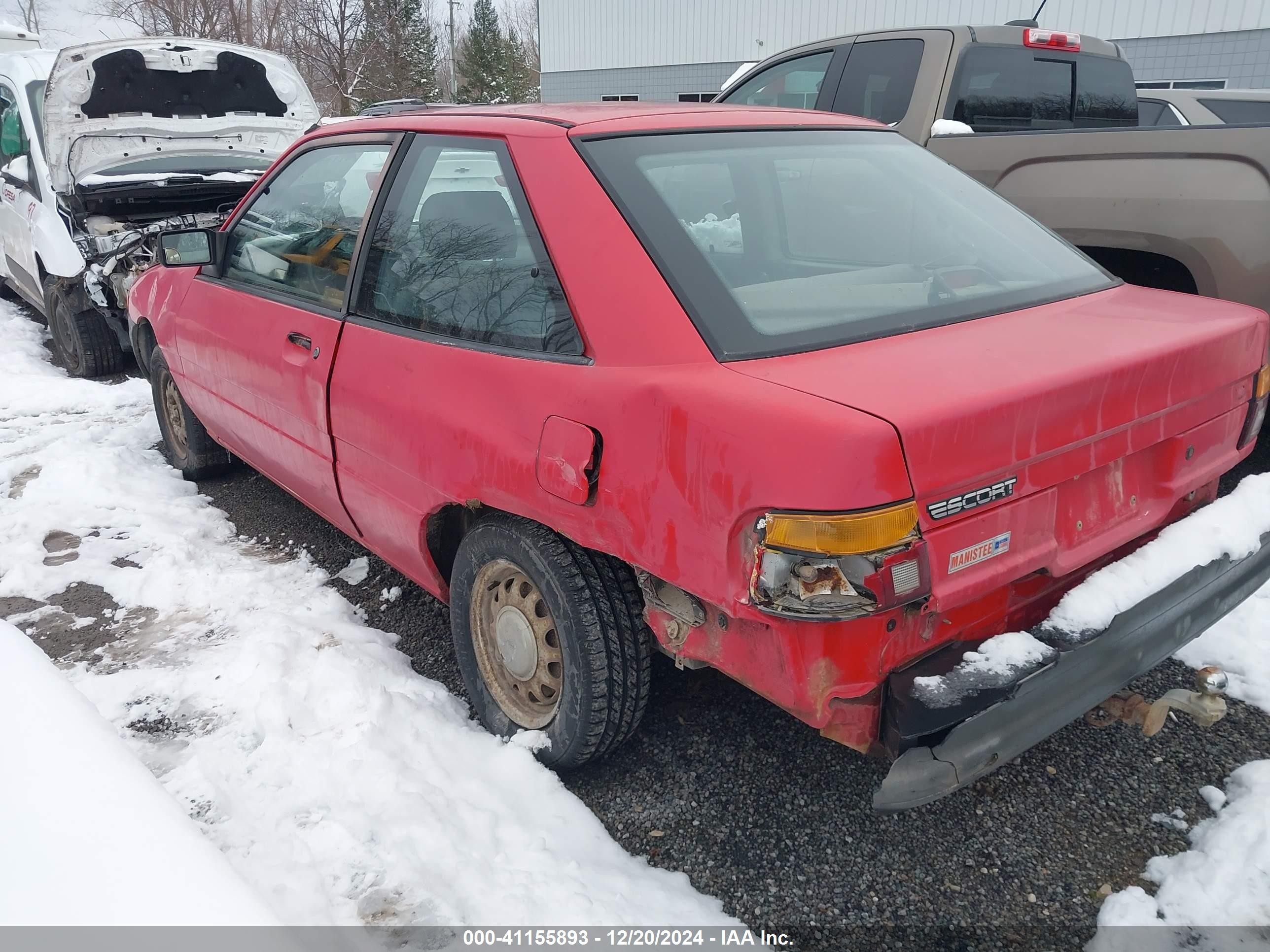 1991 Ford Escort Pony/l Red vin: 1FAPP10J5MW151076