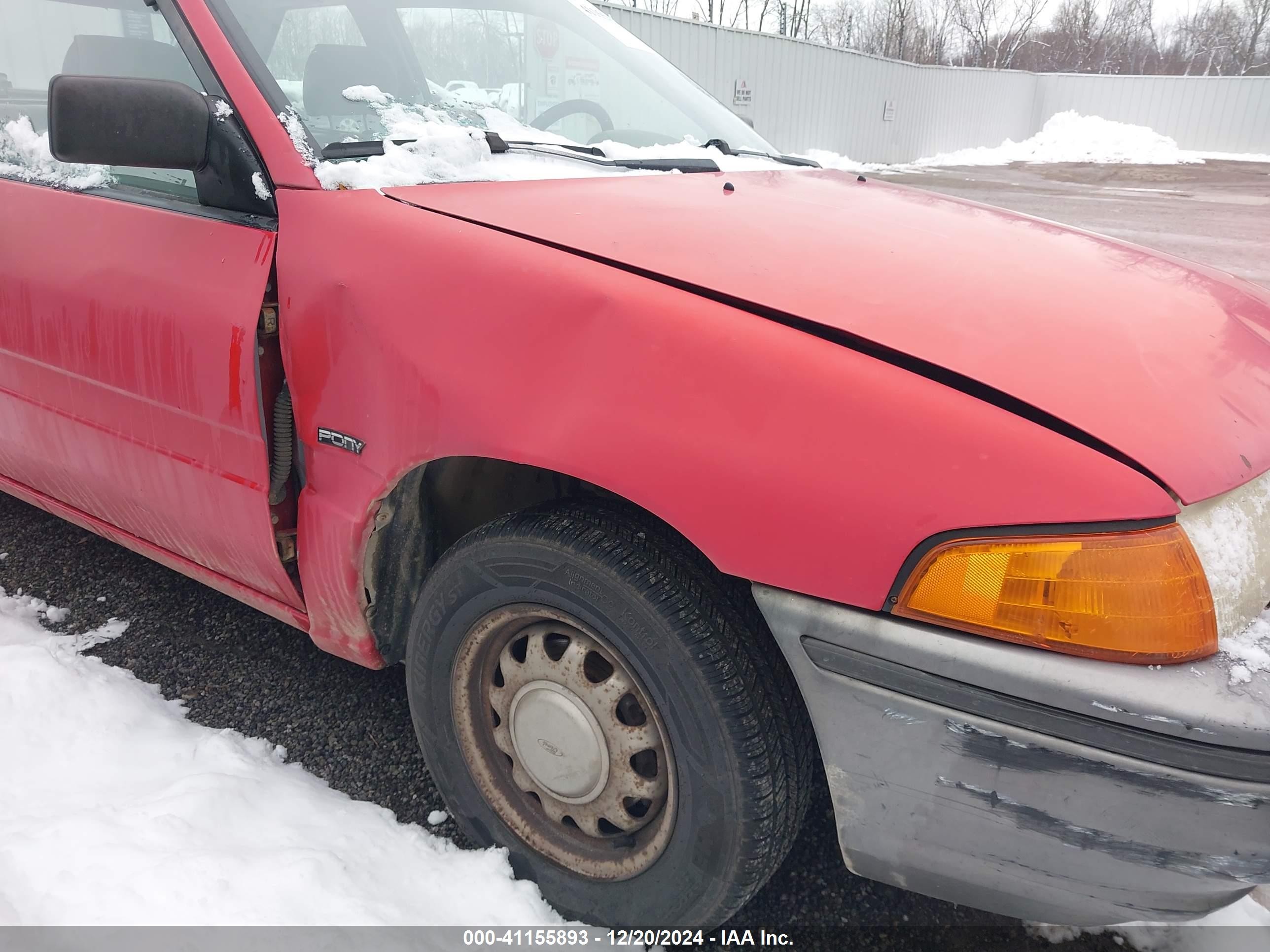 1991 Ford Escort Pony/l Red vin: 1FAPP10J5MW151076