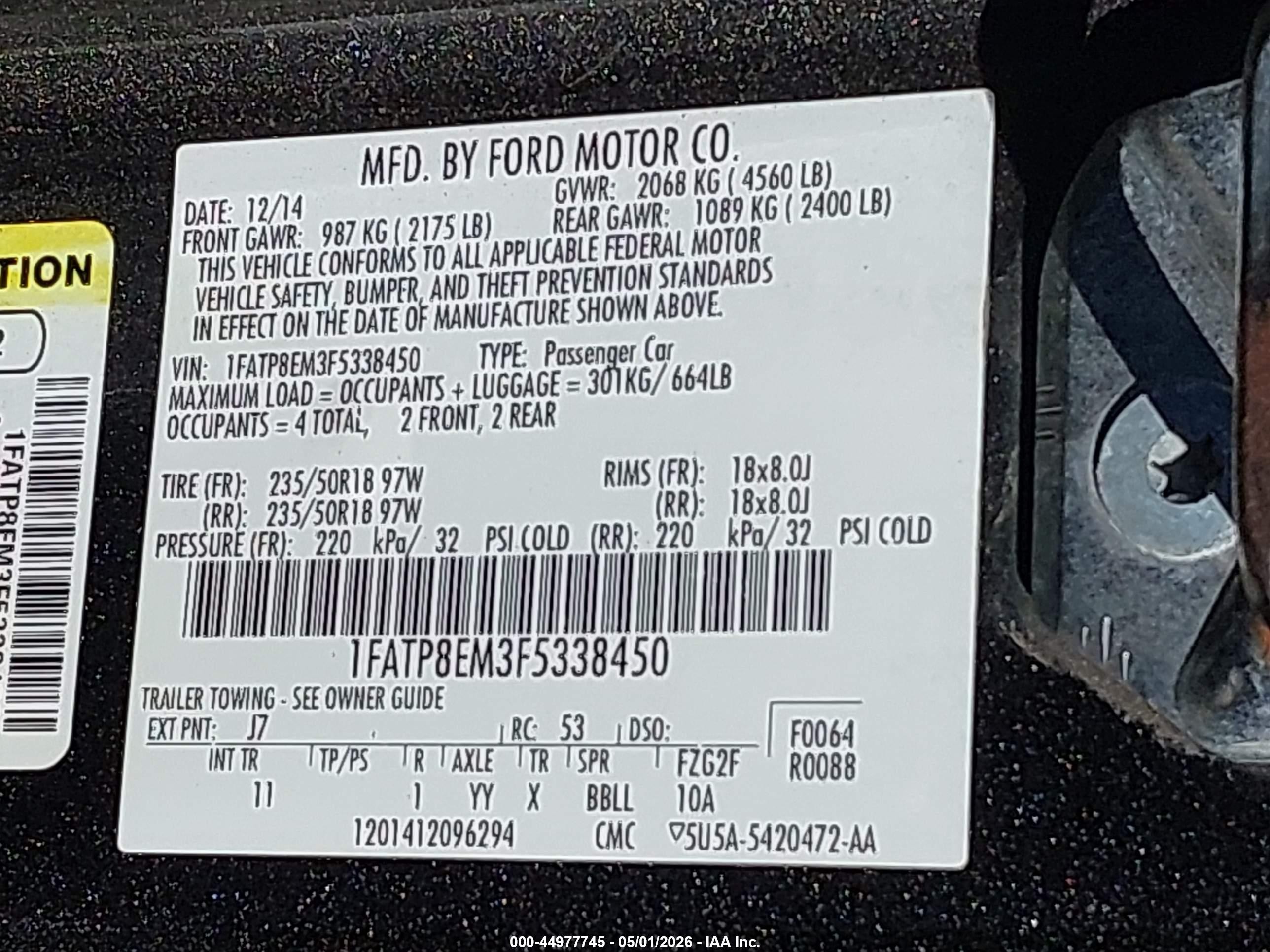 2015 Ford Mustang V6 Gray vin: 1FATP8EM3F5338450