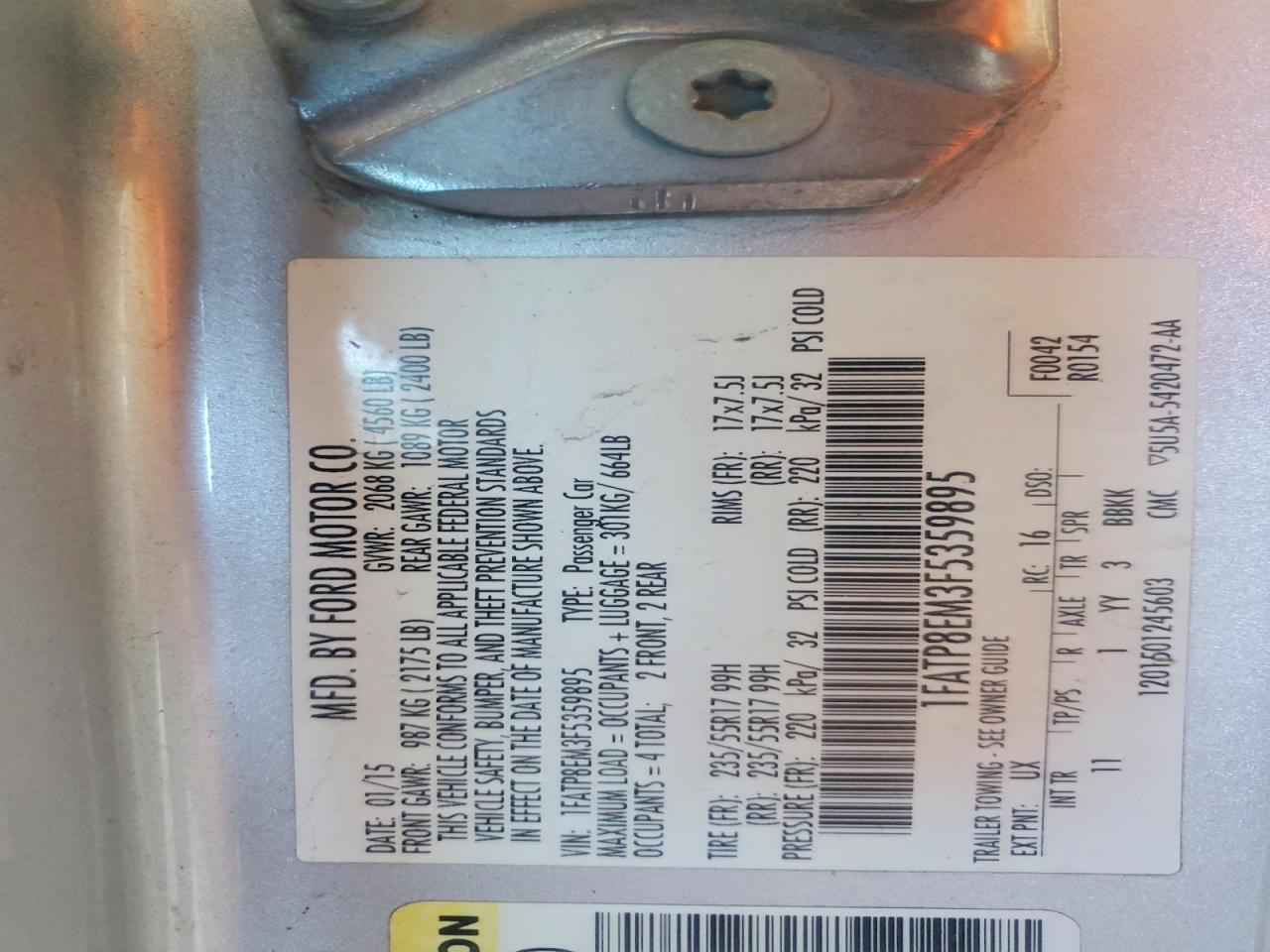 2015 Ford Mustang Silver vin: 1FATP8EM3F5359895