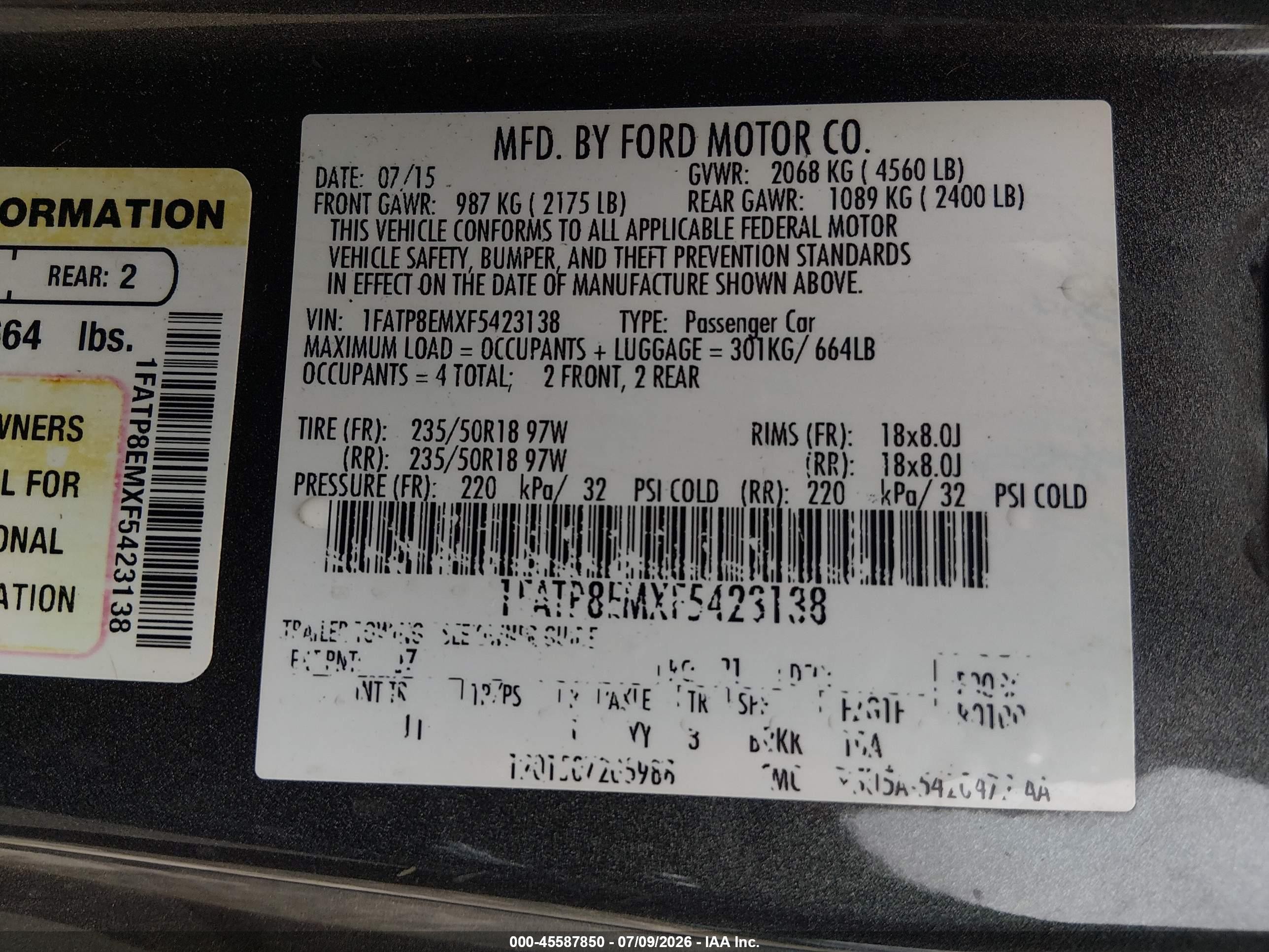 2015 Ford Mustang V6 Gray vin: 1FATP8EMXF5423138