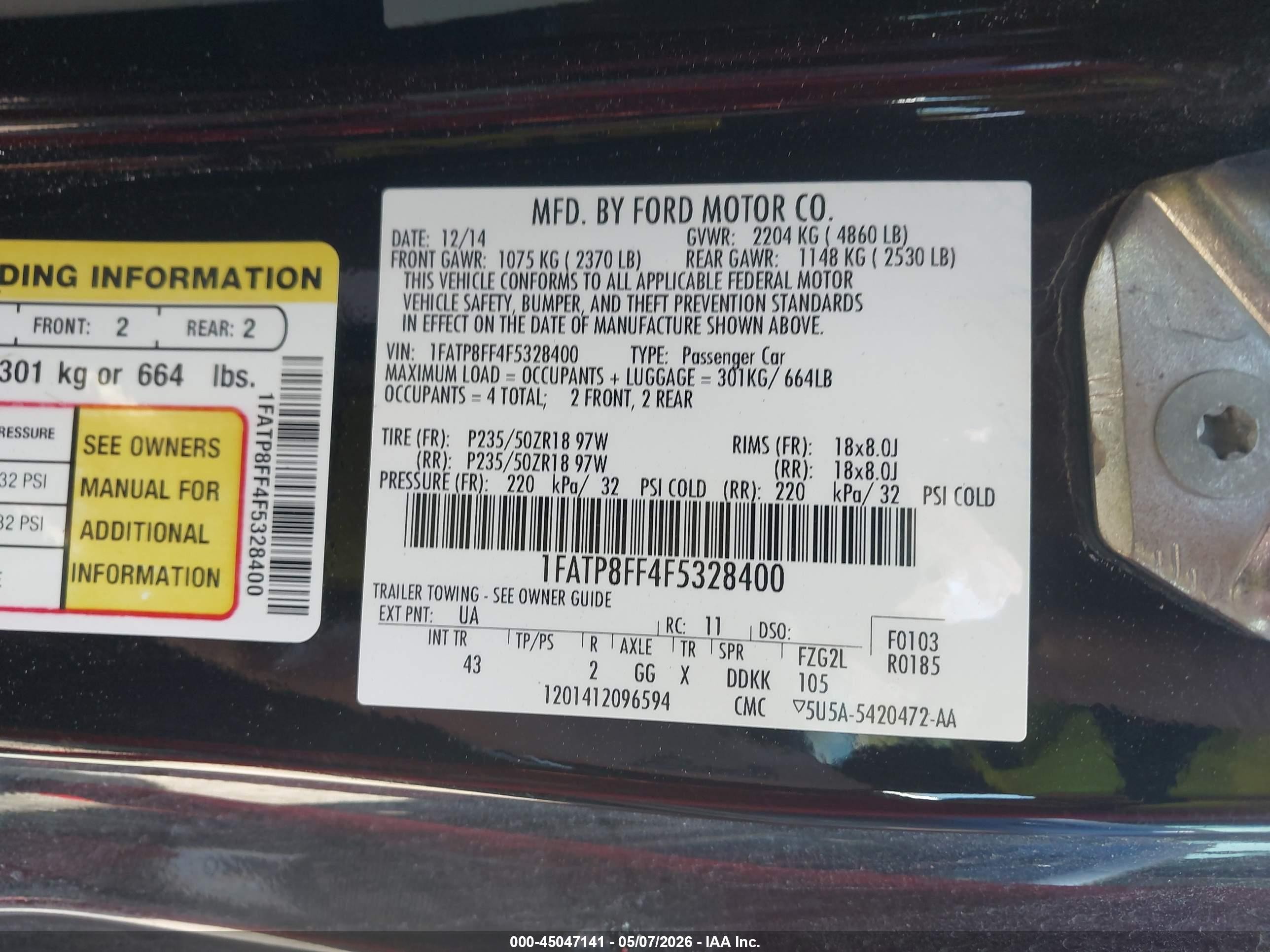 2015 Ford Mustang Gt Premium Black vin: 1FATP8FF4F5328400