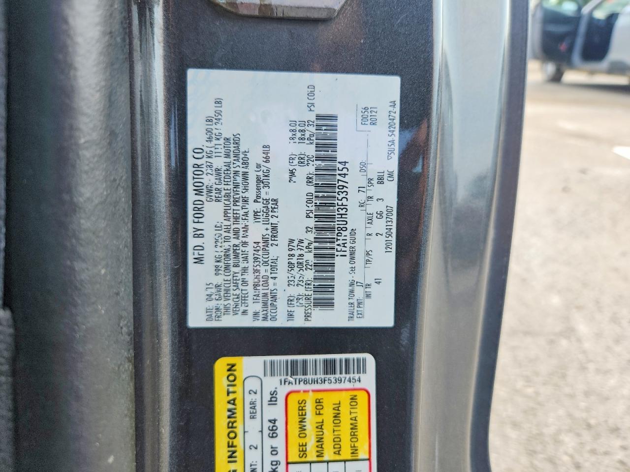 2015 Ford Mustang Gray vin: 1FATP8UH3F5397454