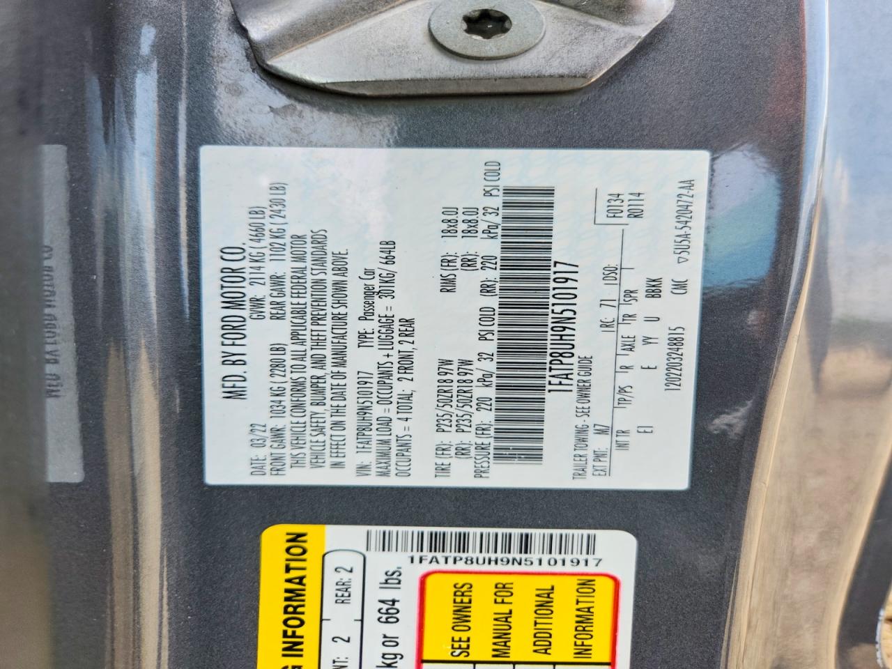 2022 Ford Mustang Gray vin: 1FATP8UH9N5101917