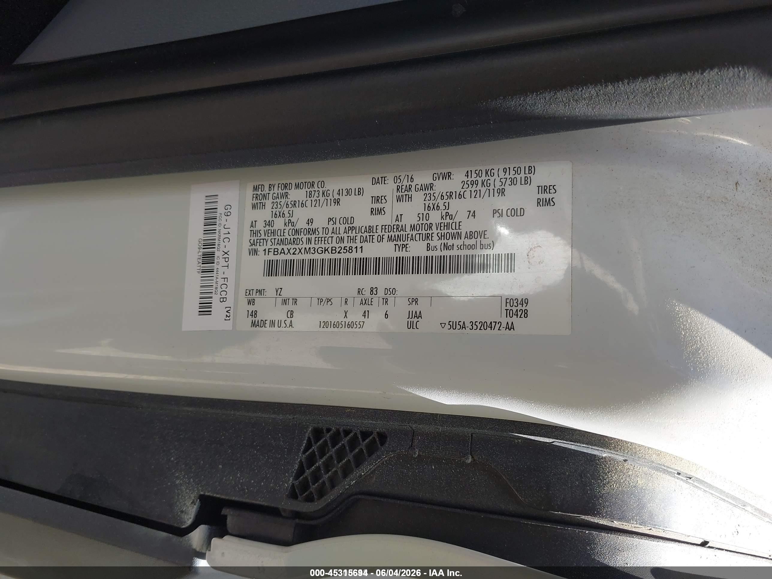 2016 Ford Transit-350 Xl Белый vin: 1FBAX2XM3GKB25811