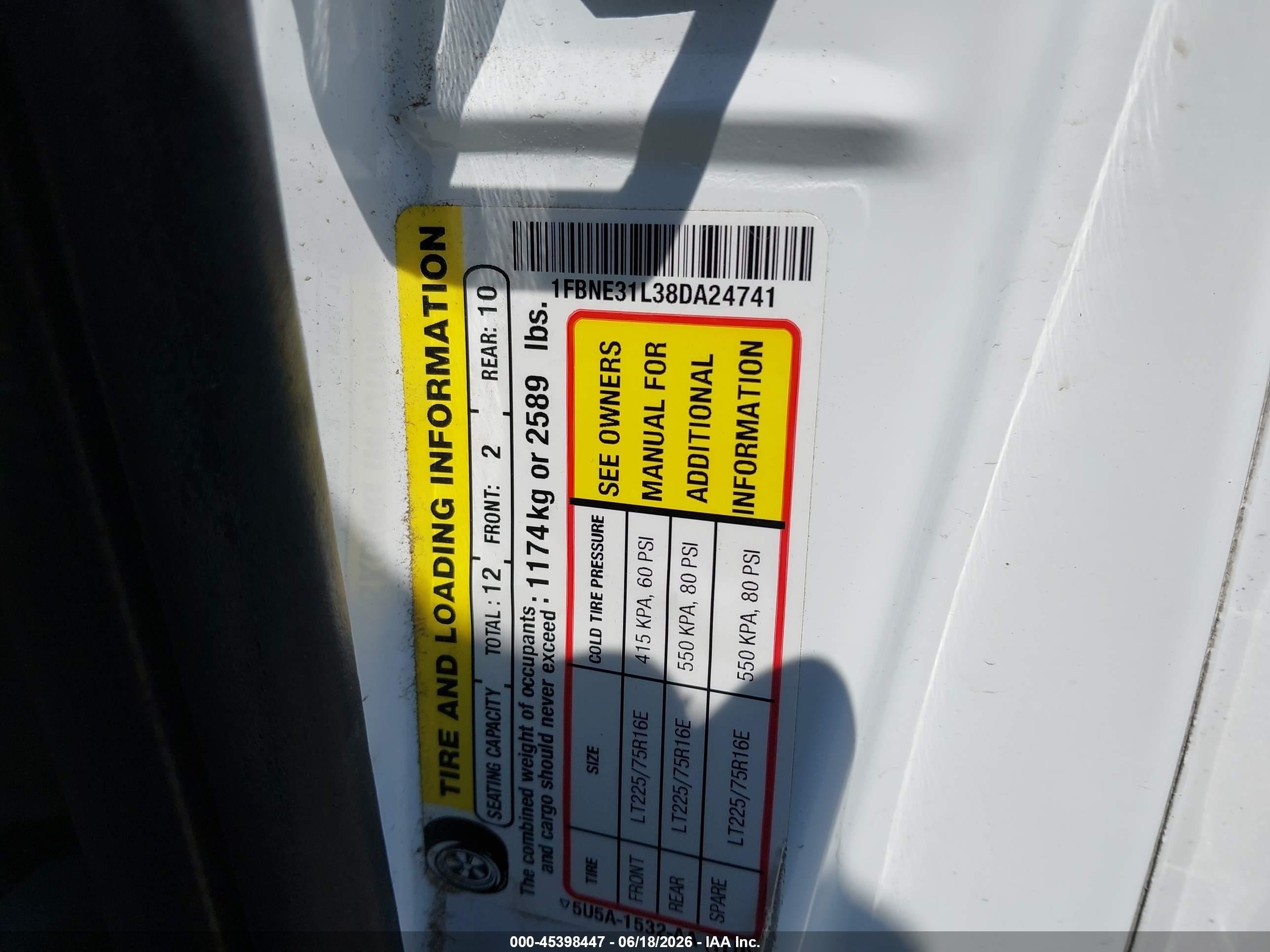 2008 Ford E-350 Super Duty Xl/xlt White vin: 1FBNE31L38DA24741