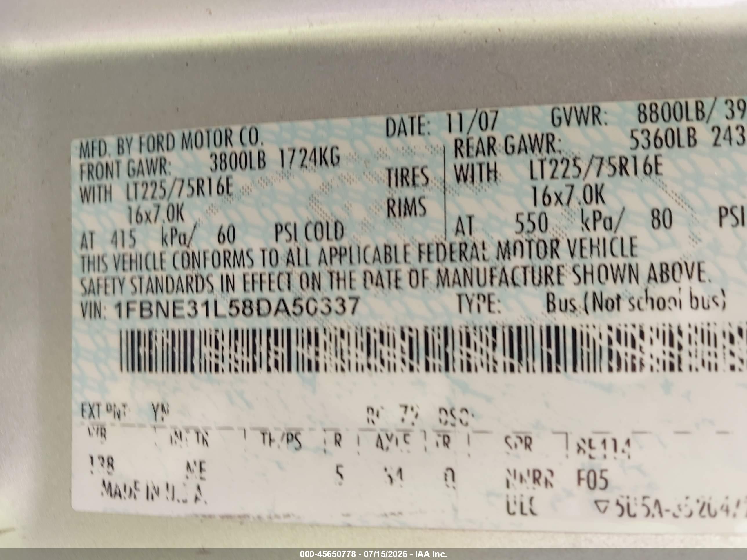 2008 Ford E-350 Super Duty Xl/xlt Silver vin: 1FBNE31L58DA50337