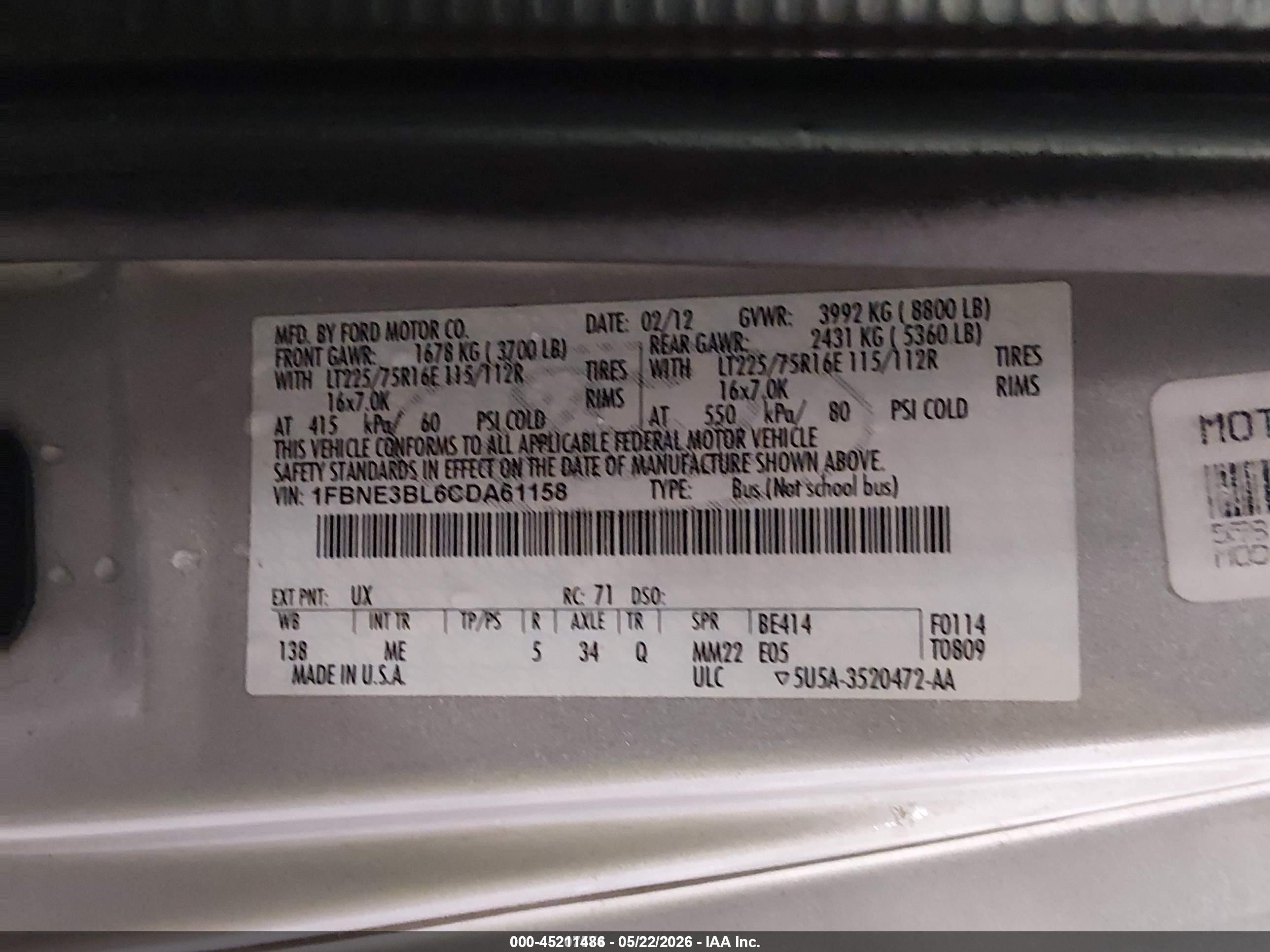 2012 Ford E-350 Super Duty Xlt Серый vin: 1FBNE3BL6CDA61158