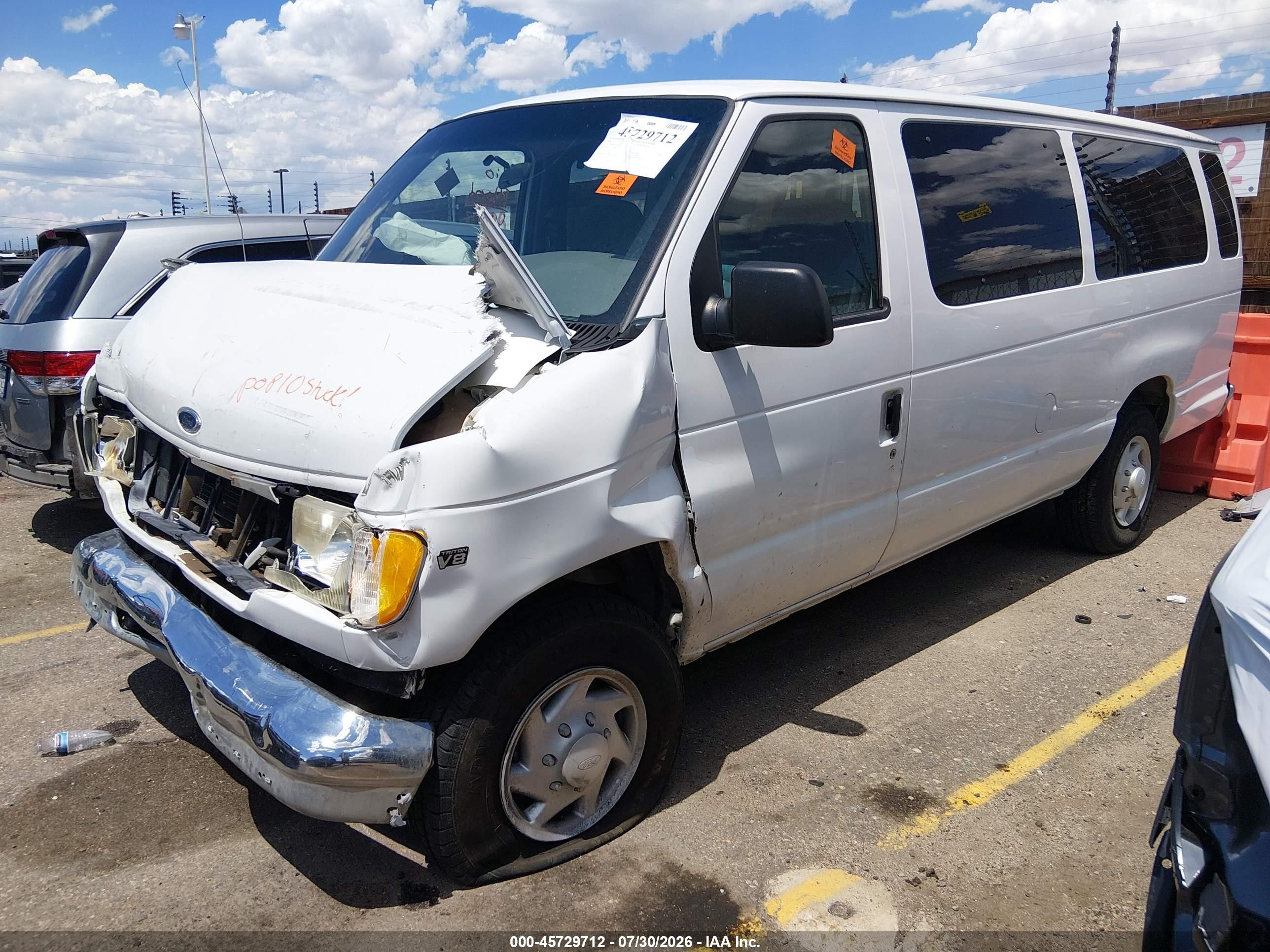 2000 Ford E-350 Super Duty Xl/xlt White vin: 1FBSS31L3YHA34951