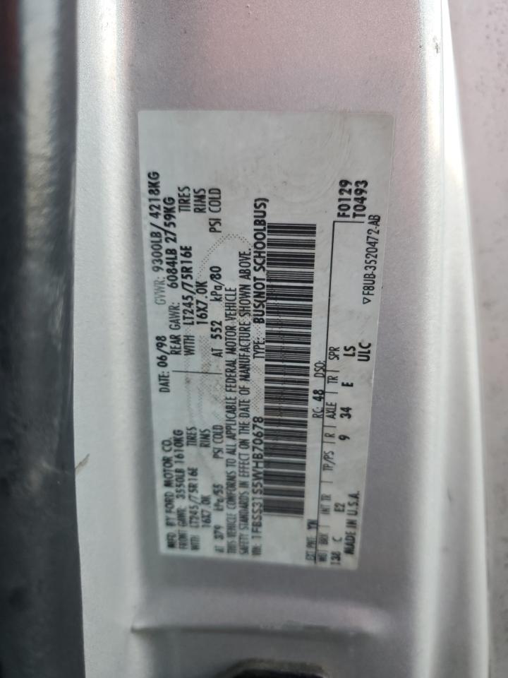 1998 Ford Econoline Silver vin: 1FBSS31S5WHB70678