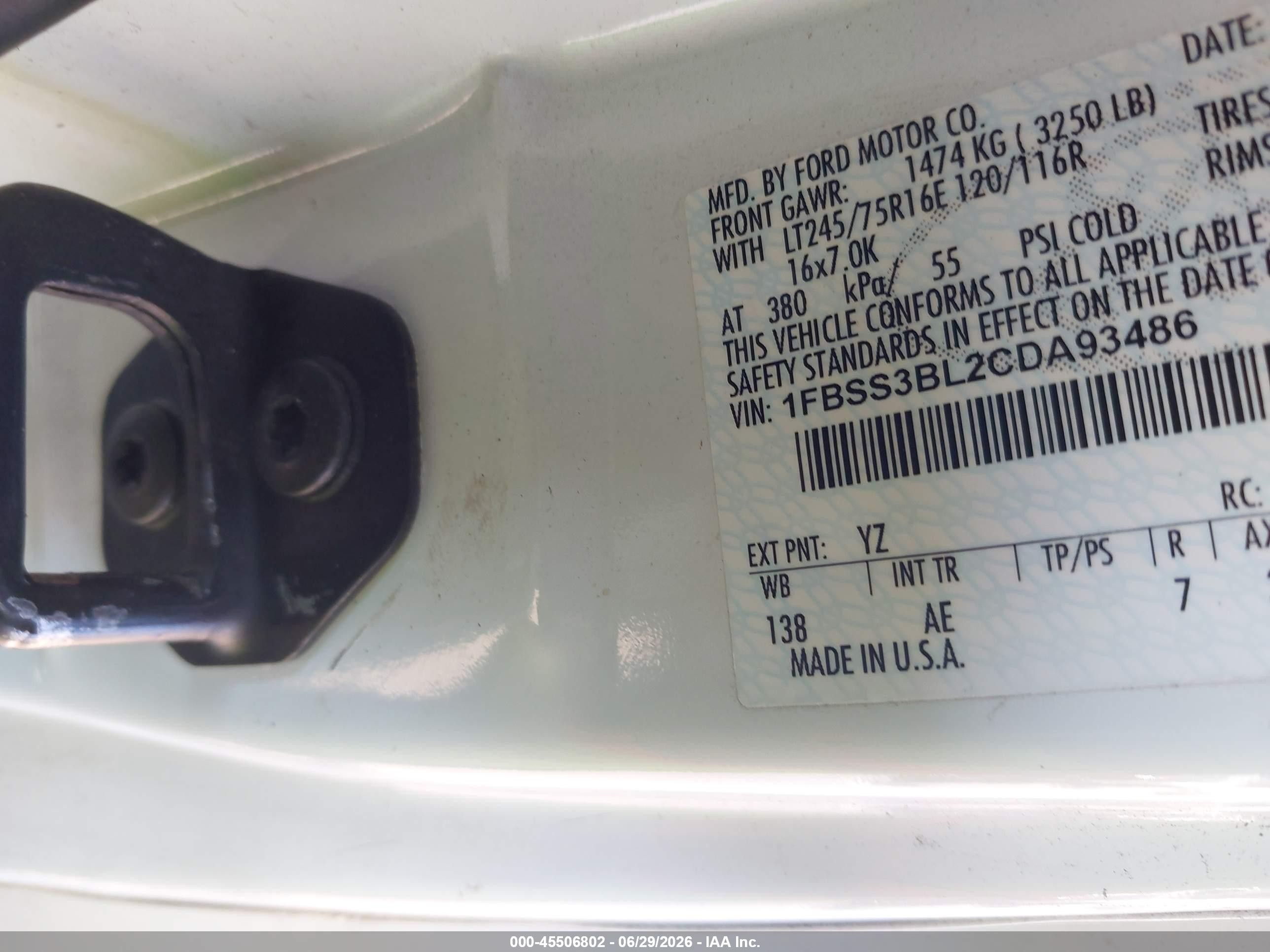 2012 Ford E-350 Super Duty Xl/xlt White vin: 1FBSS3BL2CDA93486