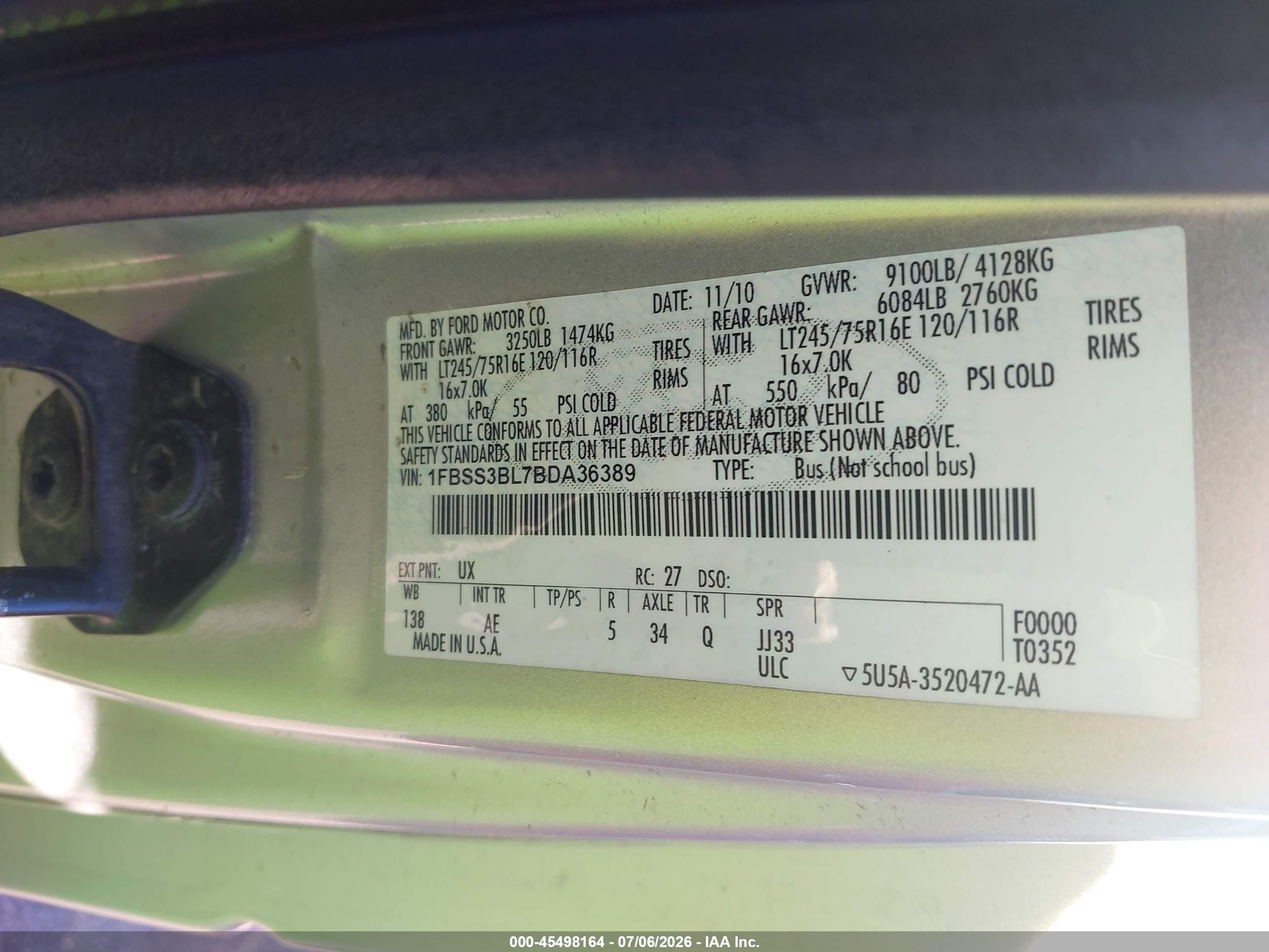2011 Ford E-350 Super Duty Xl/xlt Серебряный vin: 1FBSS3BL7BDA36389