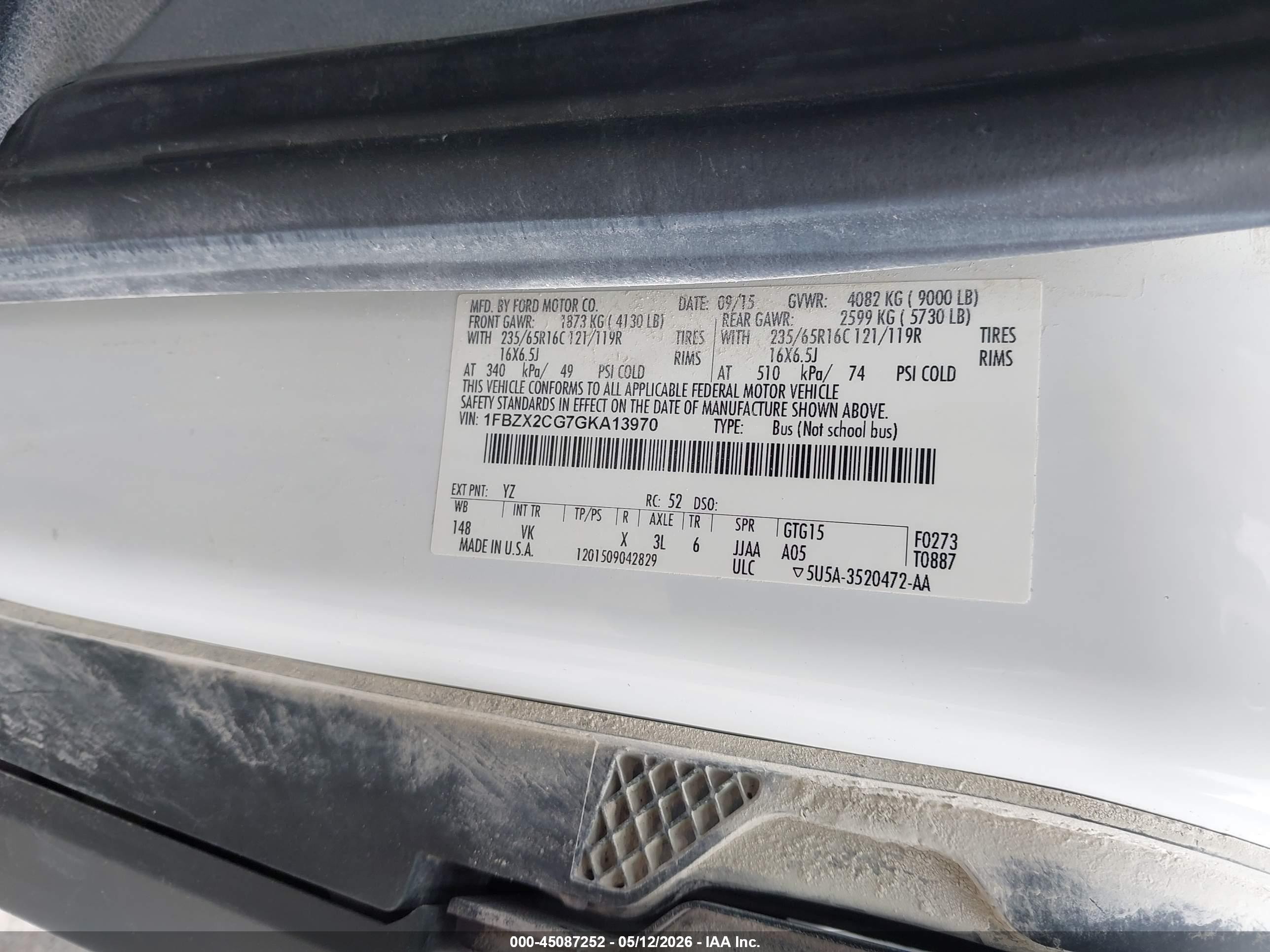 2016 Ford Transit-350 Xl Белый vin: 1FBZX2CG7GKA13970