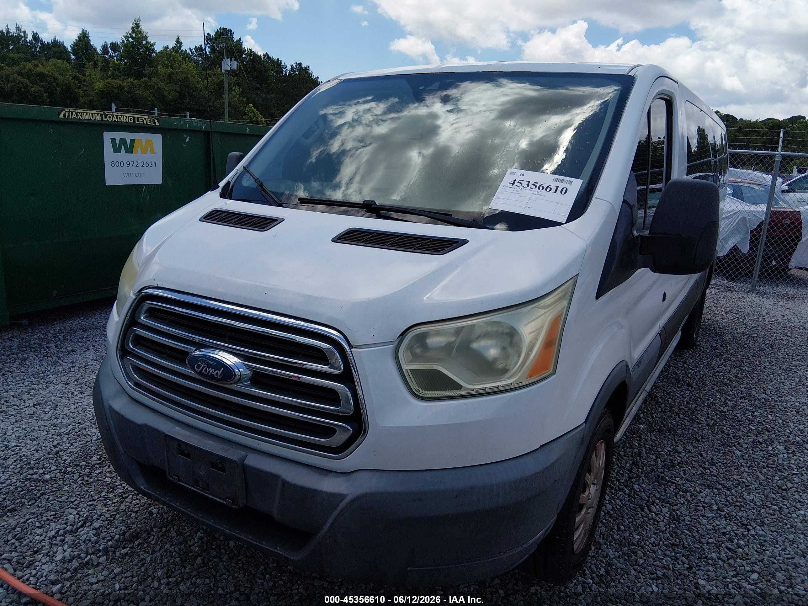 2015 Ford Transit-350 Xlt White vin: 1FBZX2ZM5FKA29886