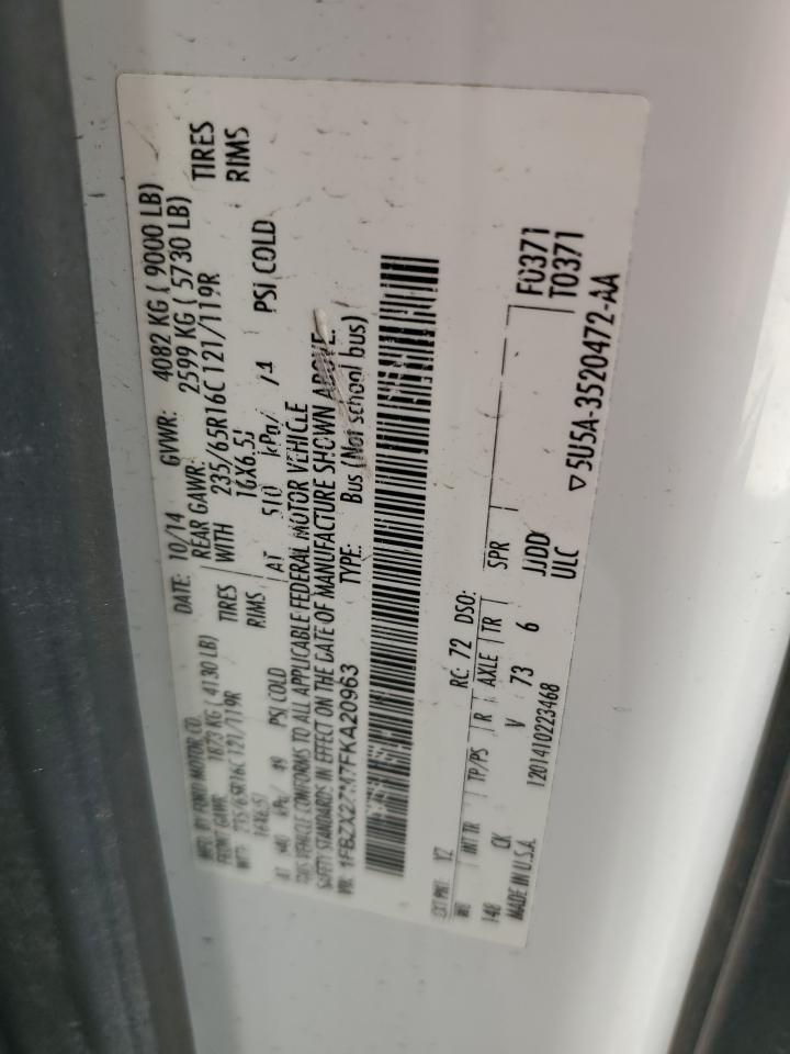 2015 Ford Transit T-350 White vin: 1FBZX2ZM7FKA20963