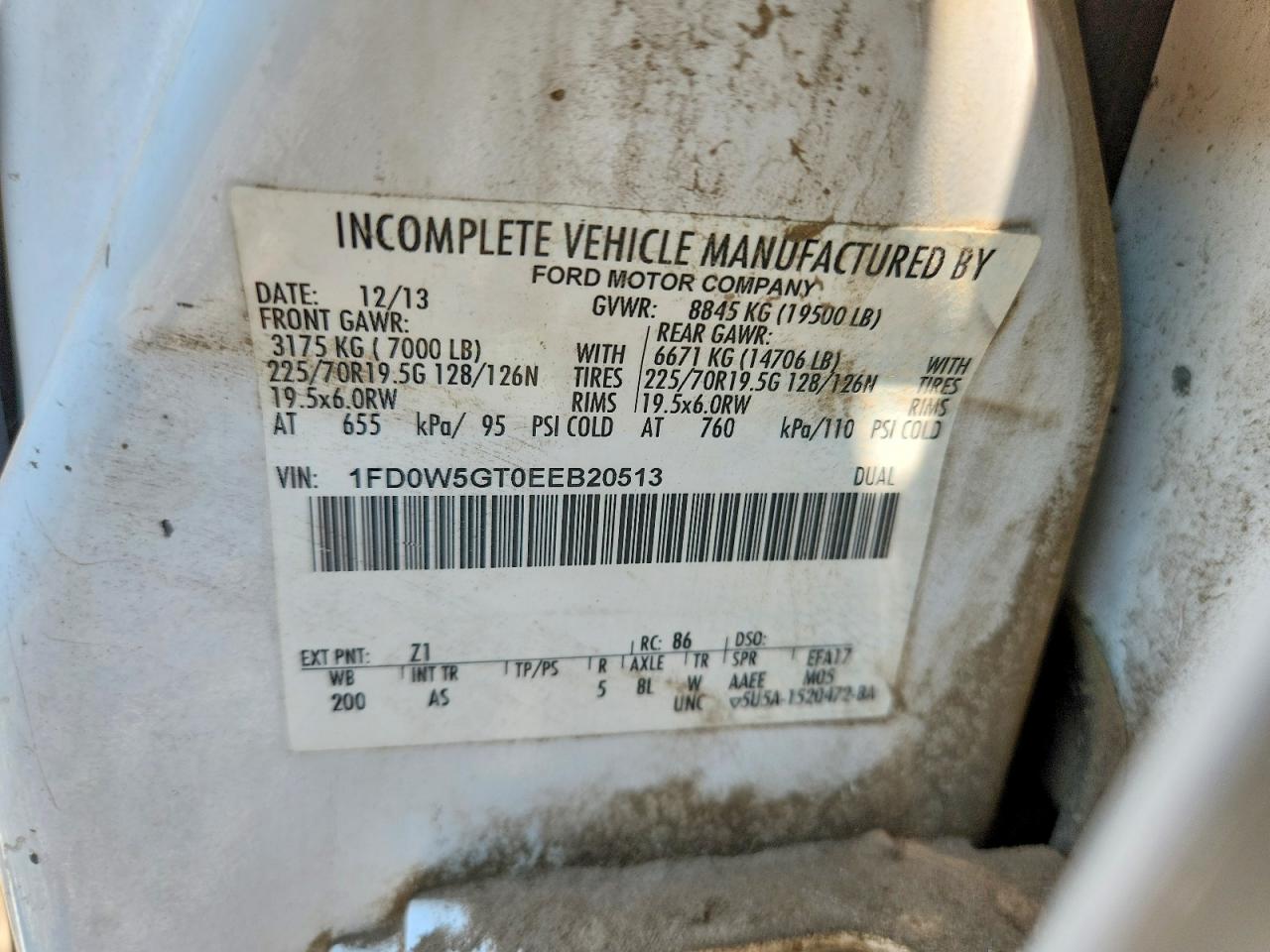 2014 Ford F550 Xl White vin: 1FD0W5GT0EEB20513