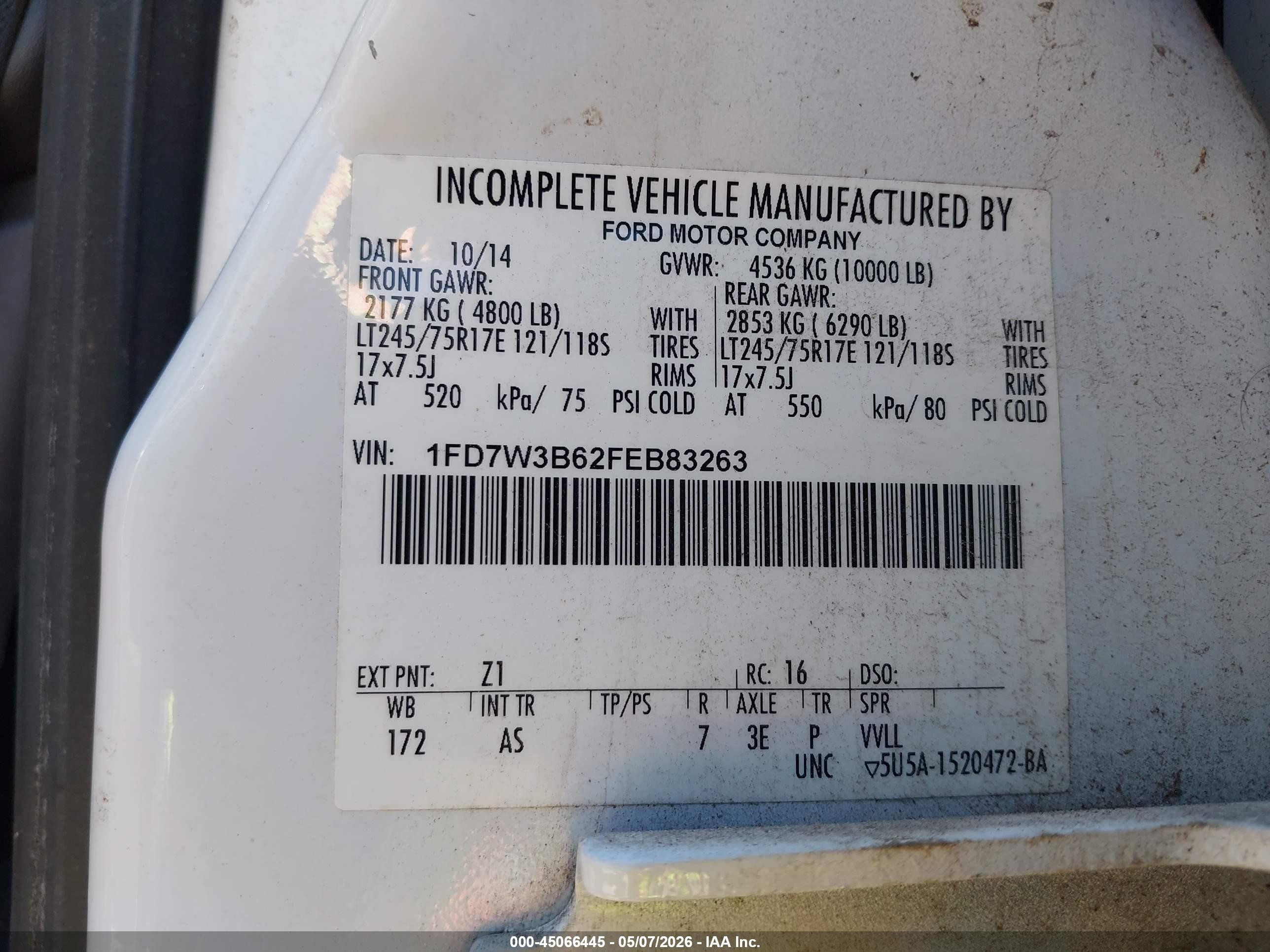 2015 Ford F-350 Xl Белый vin: 1FD7W3B62FEB83263