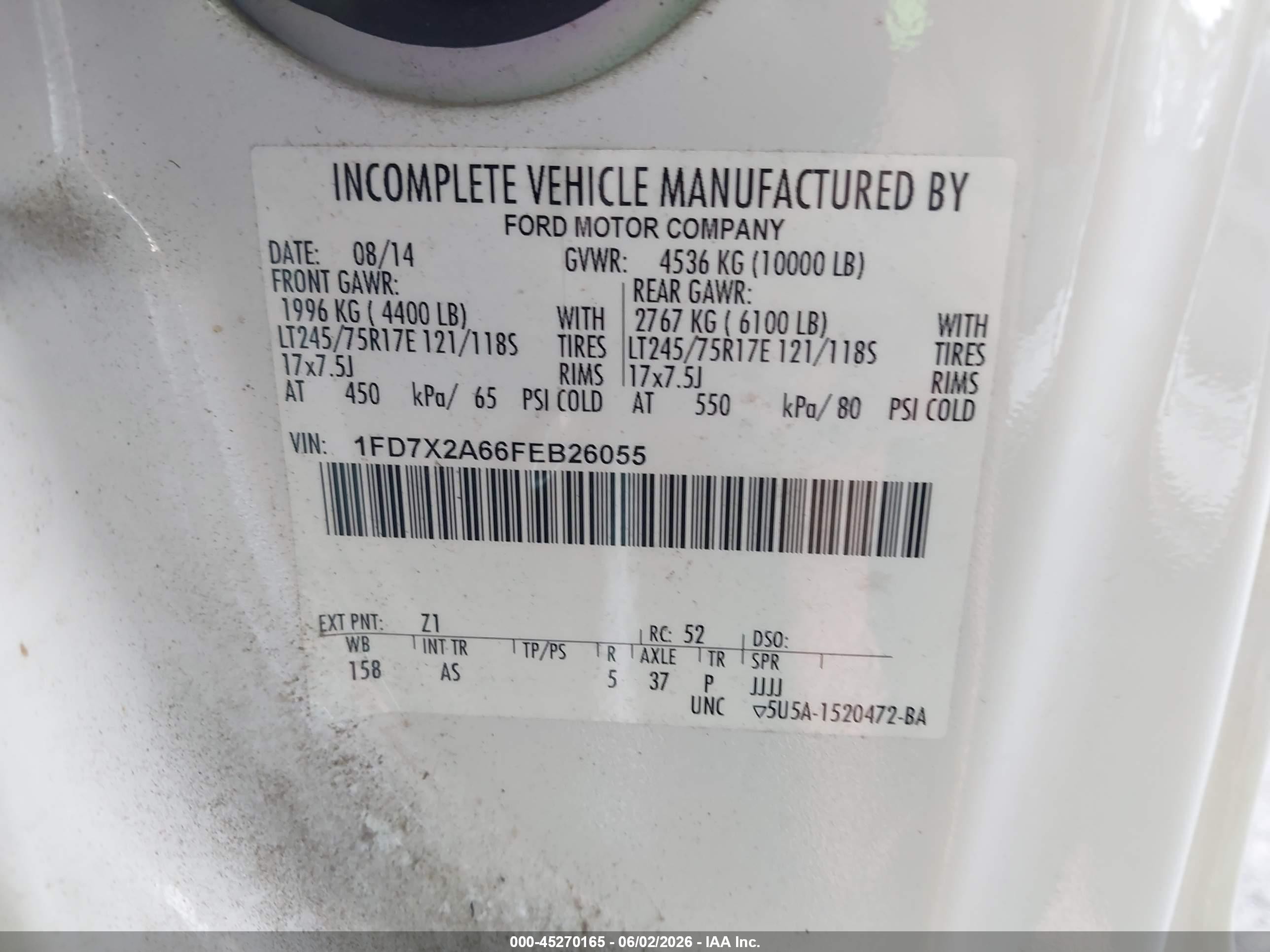 2015 Ford F-250 Xl Белый vin: 1FD7X2A66FEB26055