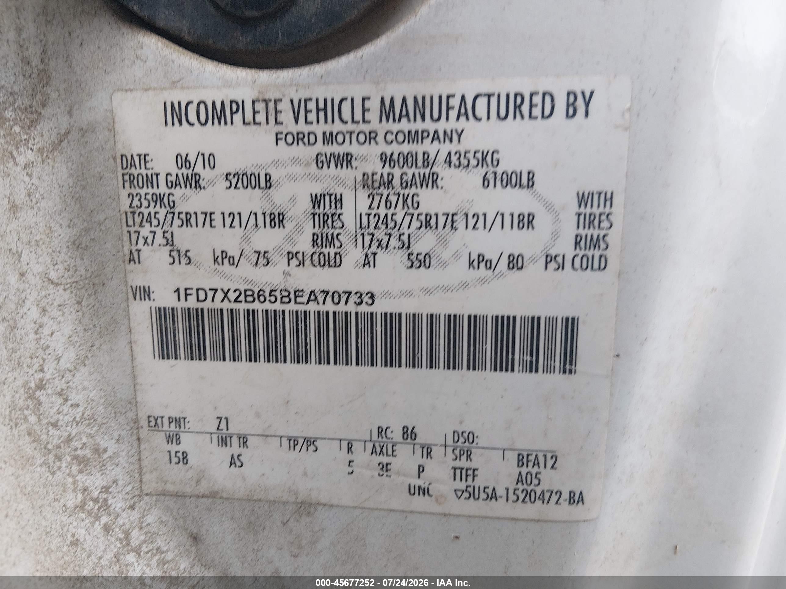 2011 Ford F-250 Xl White vin: 1FD7X2B65BEA70733