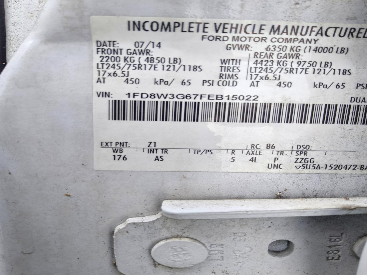 2015 Ford F350 Super Duty White vin: 1FD8W3G67FEB15022