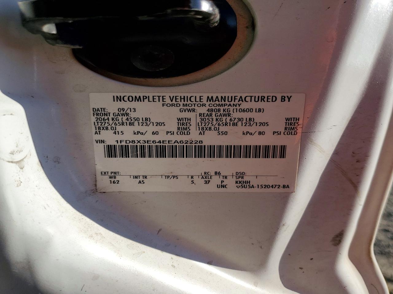2014 Ford F350 Super Duty White vin: 1FD8X3E64EEA62228