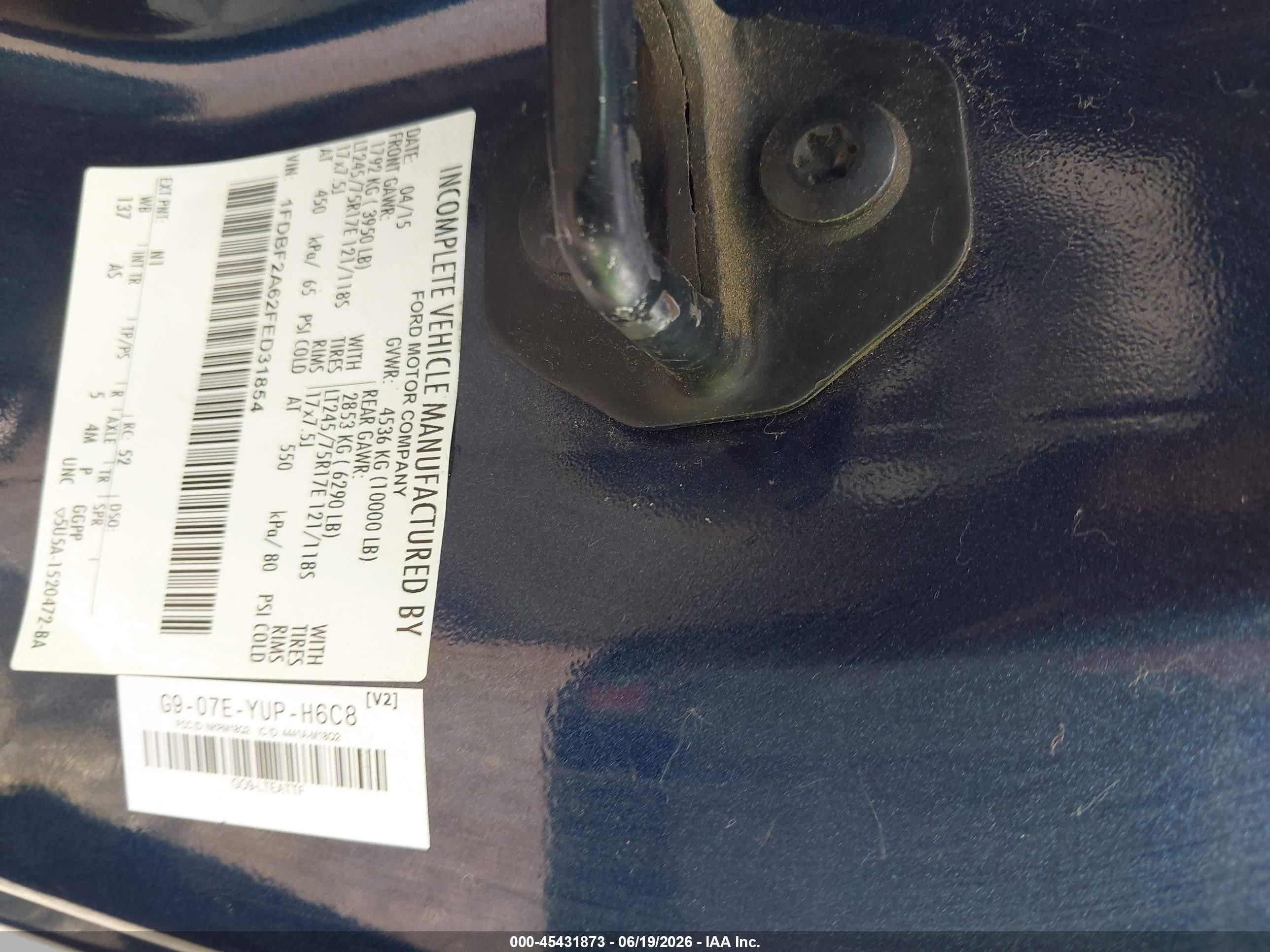 2015 Ford F-250 Xl/xlt Синий vin: 1FDBF2A62FED31854