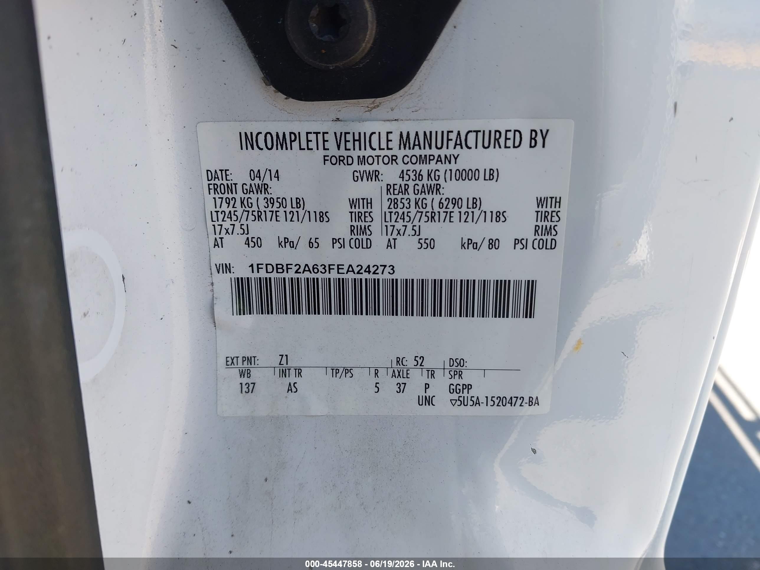2015 Ford F-250 Xl/xlt White vin: 1FDBF2A63FEA24273