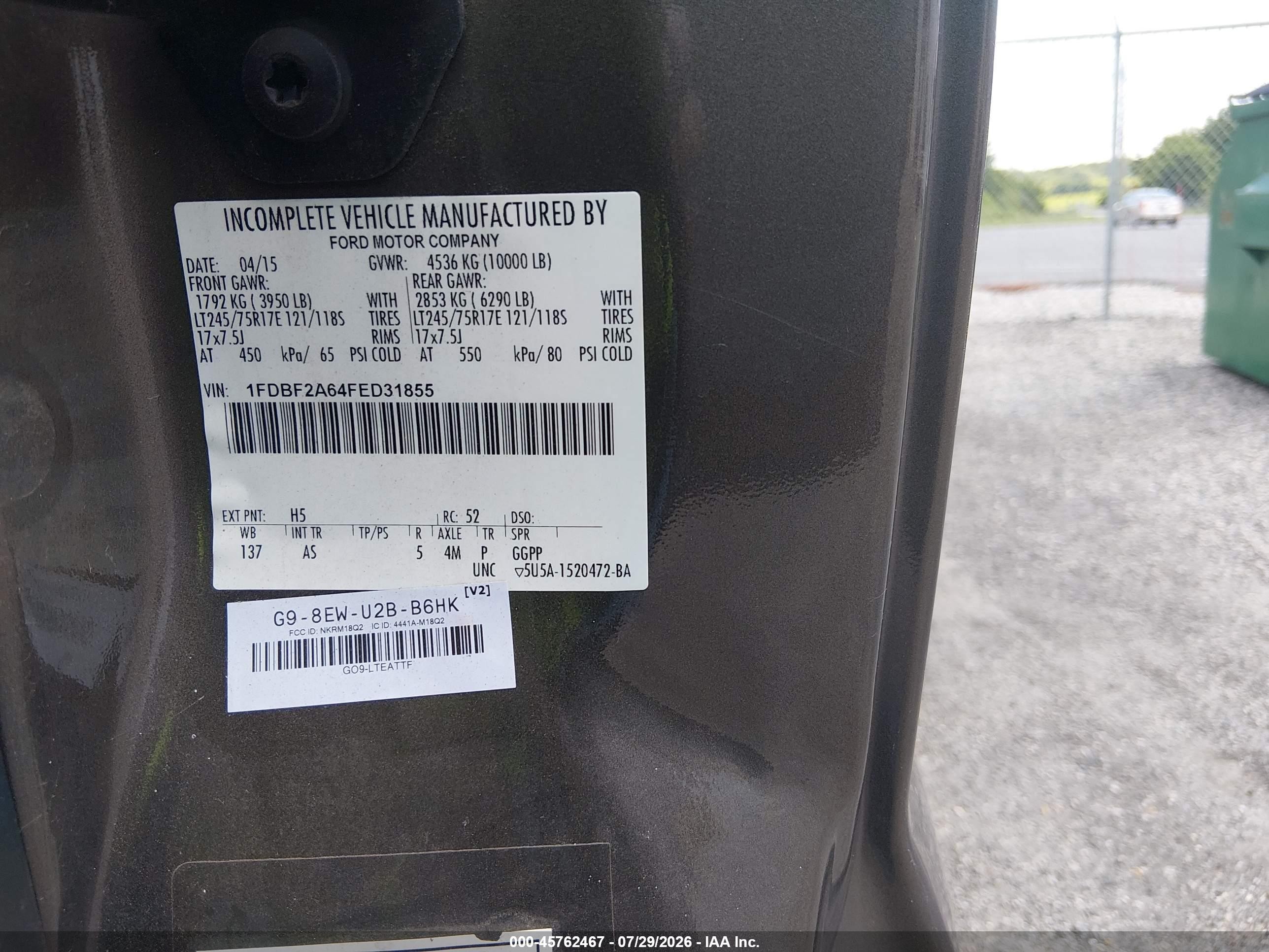 2015 Ford F-250 Xl Brown vin: 1FDBF2A64FED31855