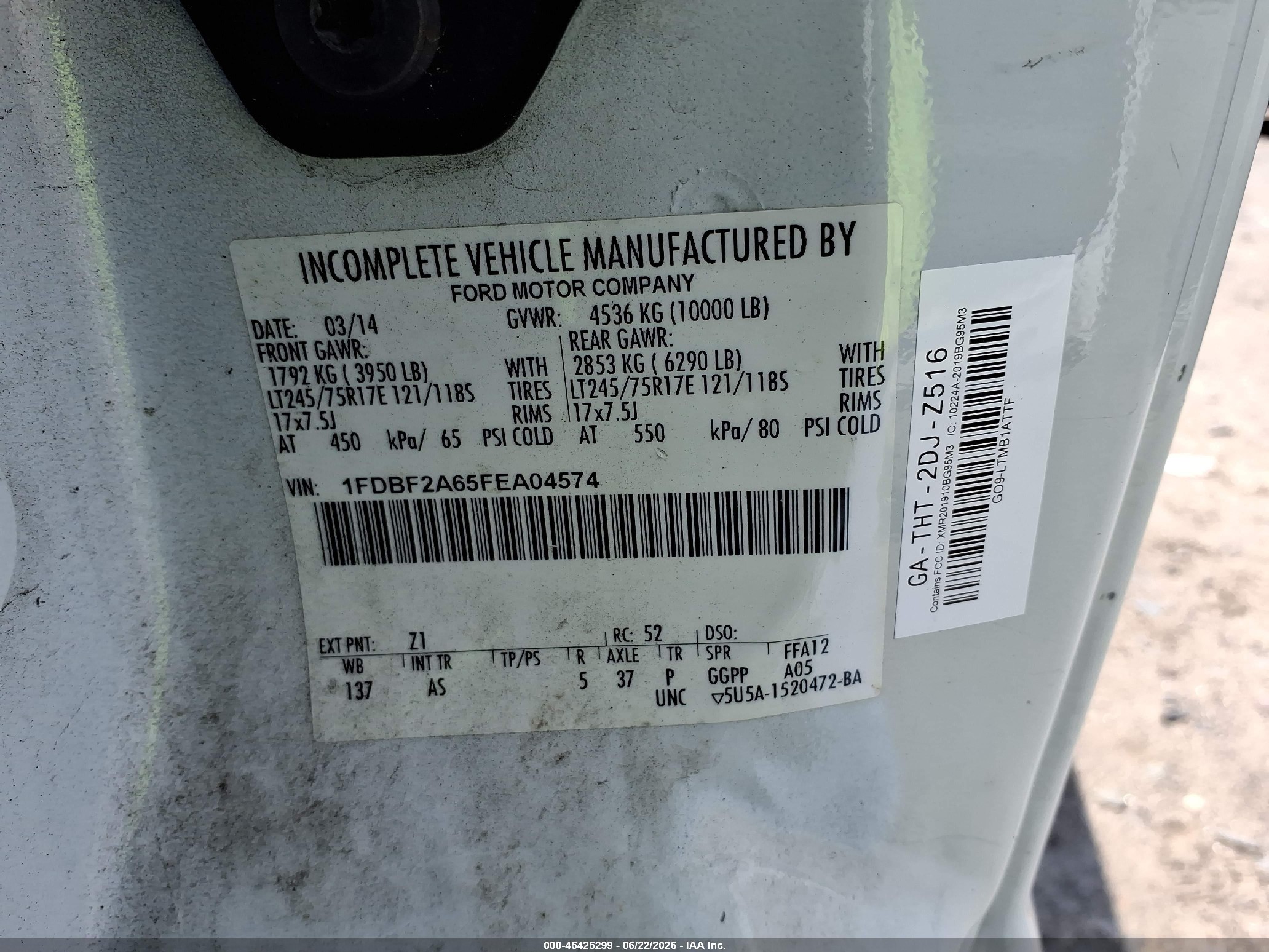 2015 Ford F-250 Xl/xlt Белый vin: 1FDBF2A65FEA04574