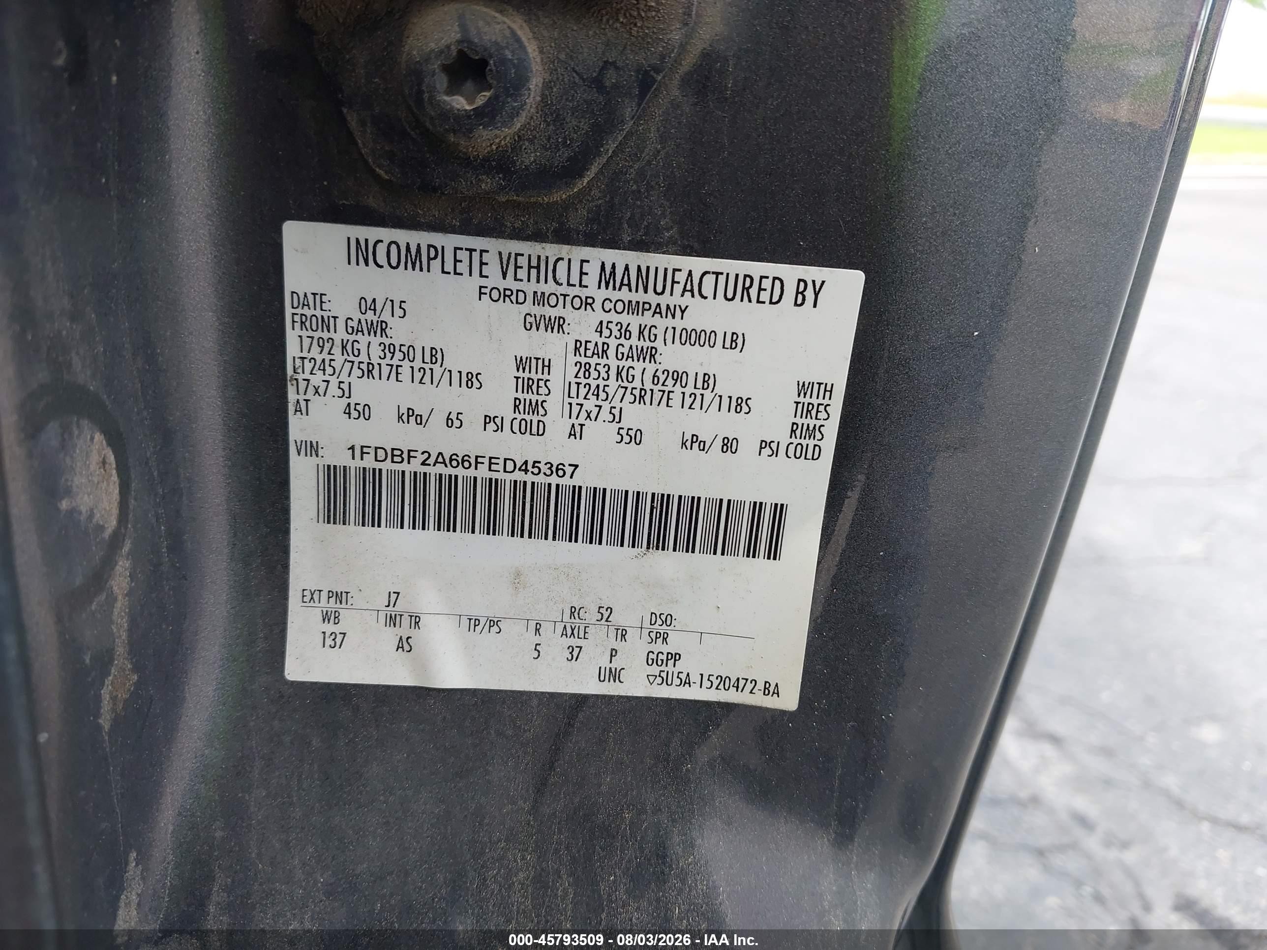 2015 Ford F-250 Xl Gray vin: 1FDBF2A66FED45367